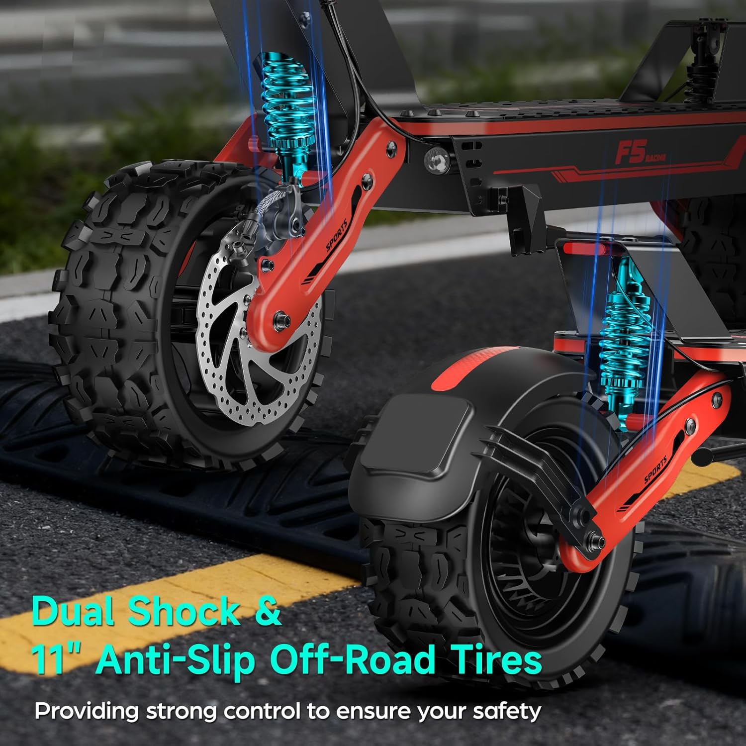 Electric Scooter, 1500W Peak Power Adults Electric Scooter, 34mph, 52V/20ah Battery Scooter with 43 Mile Long Range, 11” Anti-Slip Off-Road Electric Scooter