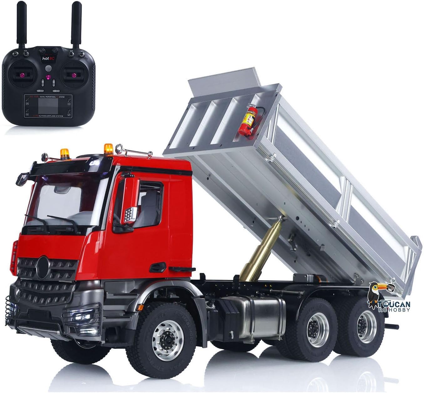 TOUCAN RC HOBBY 1/14 RC Hydraulic Dumper Truck 3348 6WD Metal Chassis Radio Controlled Tipper Differential Axle Light Sound HotRC Radio 2025T Metal for Ages 14+