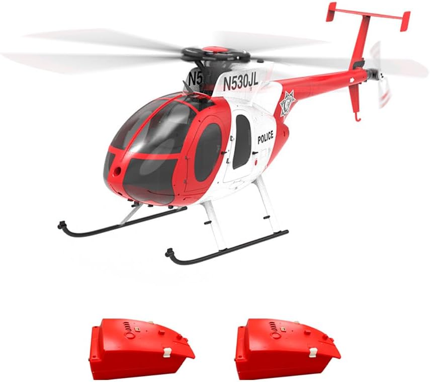 YU Xiang F119S MD500 RC Helicopter, 1/16 Scale 250-Class 2.4G 9CH RC Little Bird Helicopter with Flybarless Rotor Head, 6G/3D Switchable Modes and Openable Cockpit (Two Batteries(Red))