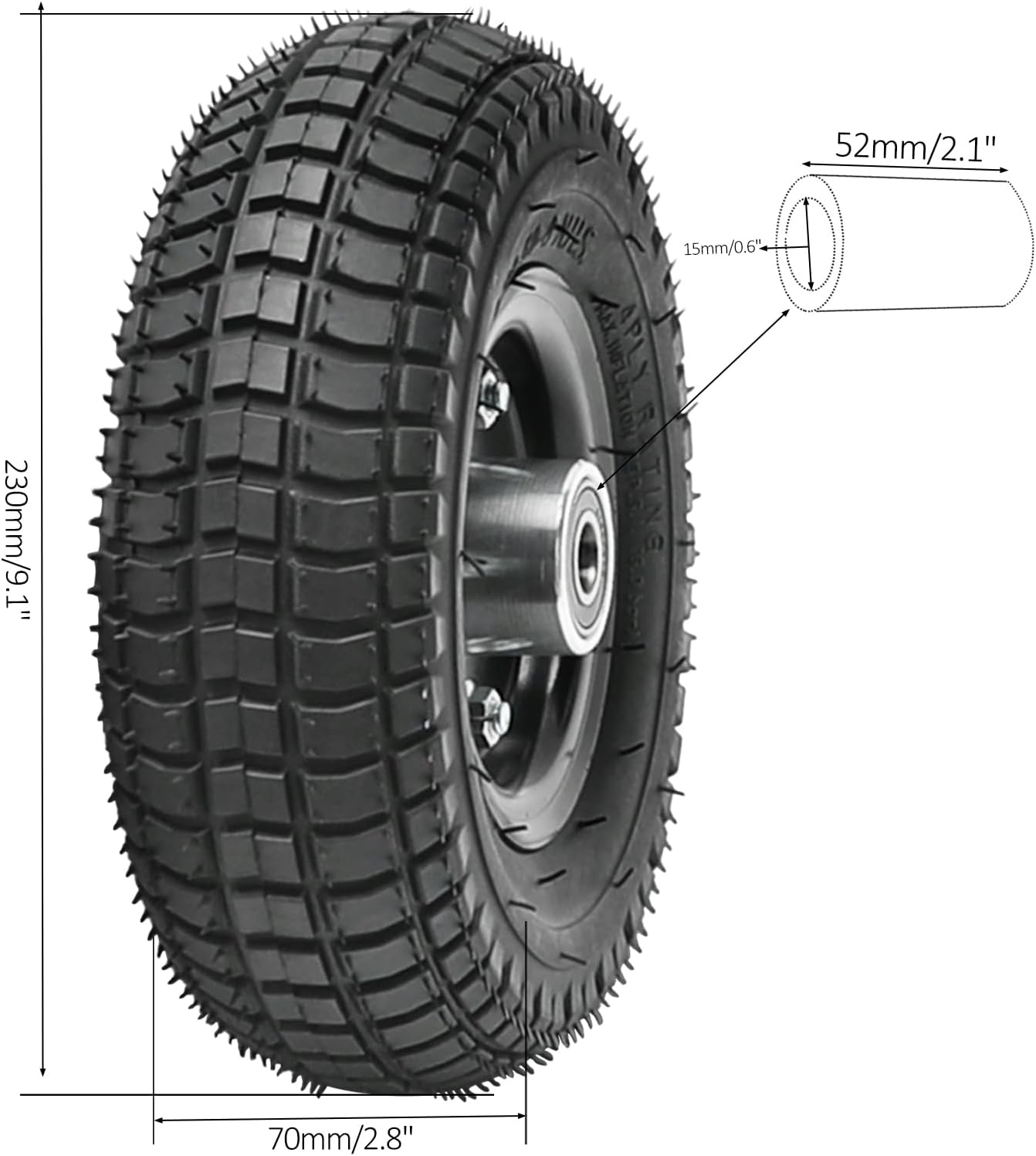 9x3.50-4 Tubeless Wheel Assembly for Go Kart, Mini ATV, Mobility Scooter, DIY Electric Scooter, 2-Stroke Pocket Bike, Trolley, and Utility Vehicles (4 Pack)
