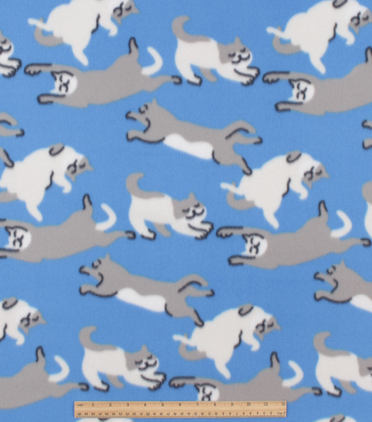 Cats on Blue Blizzard Fleece Fabric