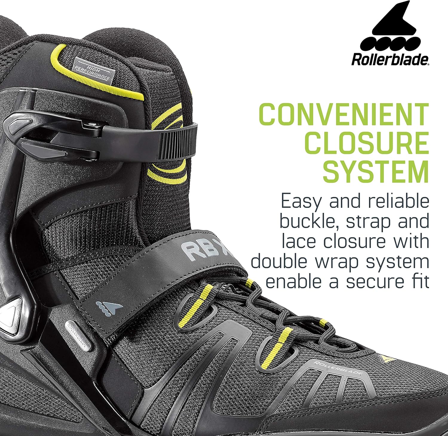 Rollerblade RB XL Men's Adult Fitness Inline Skate, Black and Lime, High Performance Inline Skates