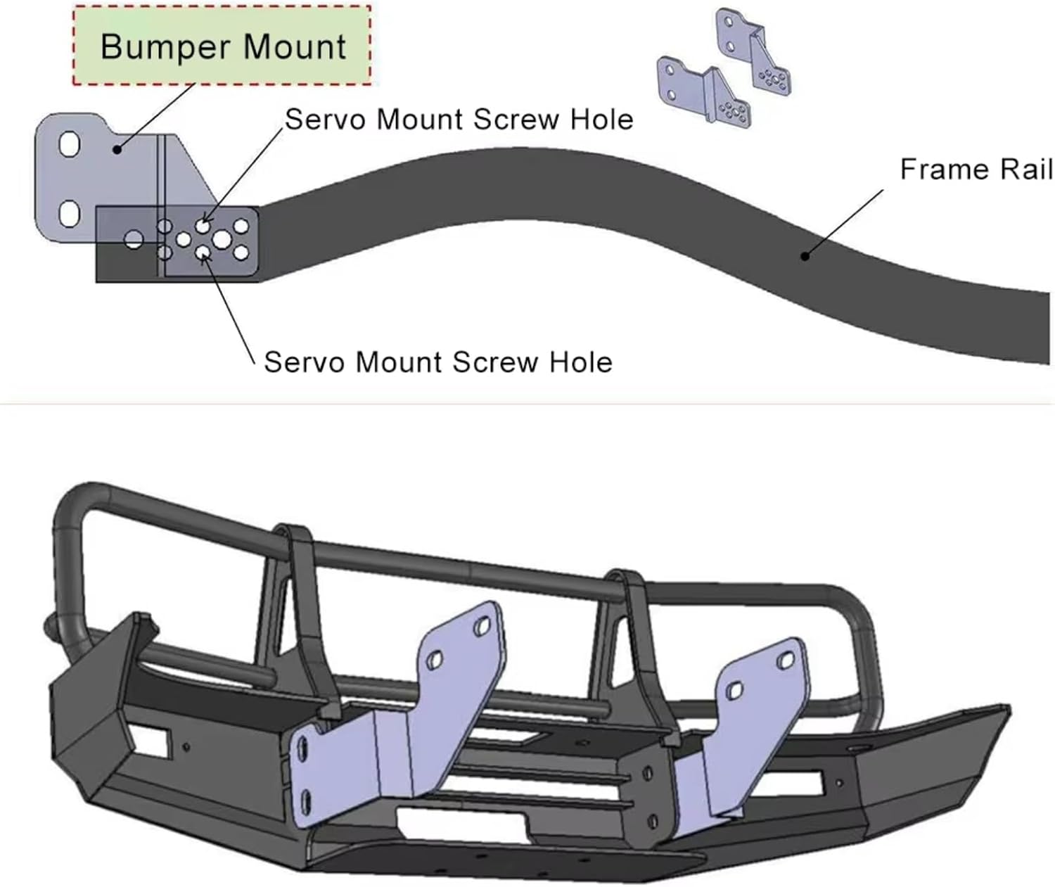 RC Car Accessories Compatible with RCRUN RUN80 1/10 RC Crawler Car Upgrade Modification Replacement Parts Accessories Metal Front Bumper
