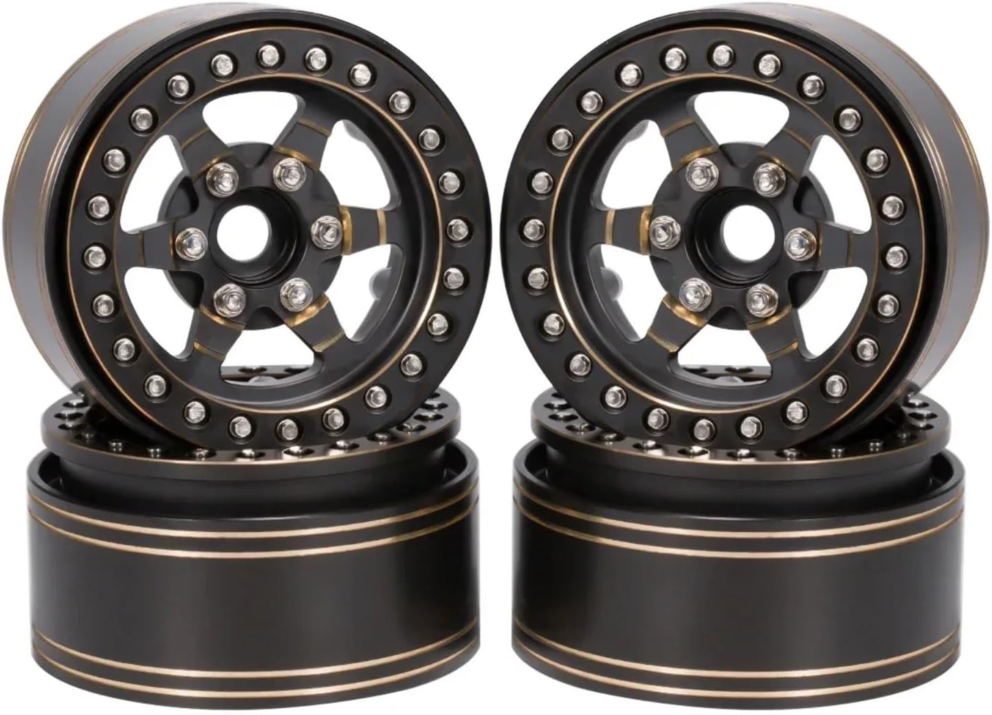 RC Upgrade Accessories for TRX4 for Capra for SCX10 D90 VS4-10 Gen8 CC01 1/10 1/86 Spokes 1.9'' RC Heavy Brass Wheels Rim with Scale Beadlock Hardware