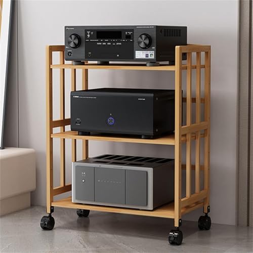 DLYZAYE 2/3/4/5 Tier AV Media Stand Media Storage Cabinet with Adjustable Shelves Audio-Video Media Stand Stereo Racks with Wheels