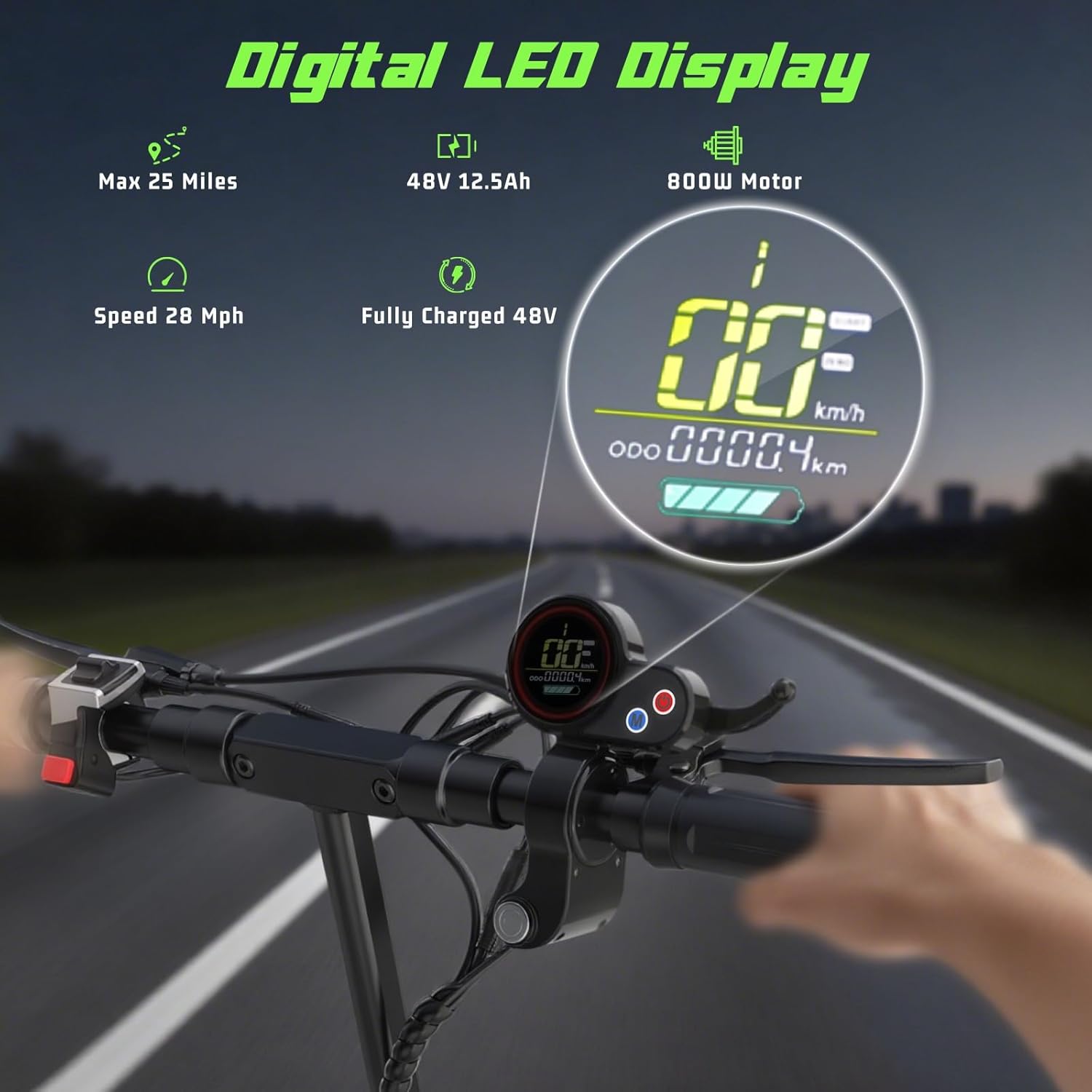 Electric Scooter,Peak 1000W High Power Motor 28MPH,28Miles Long Range,10