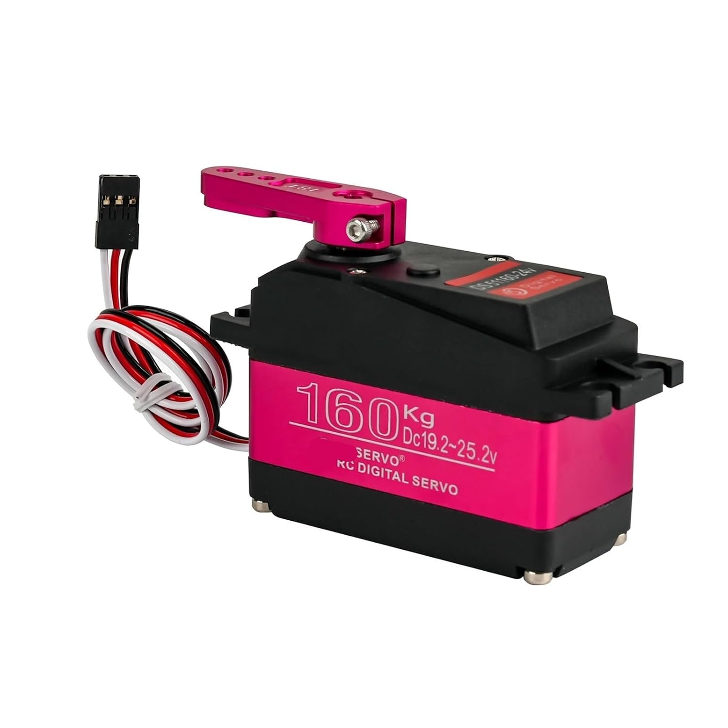 51160-24V 160KG High Torque Robot Digital Servo 24V High Voltage RC 1/5 Steering Dual Bracket with 18T Horn Arm(160KG 270 Degree)