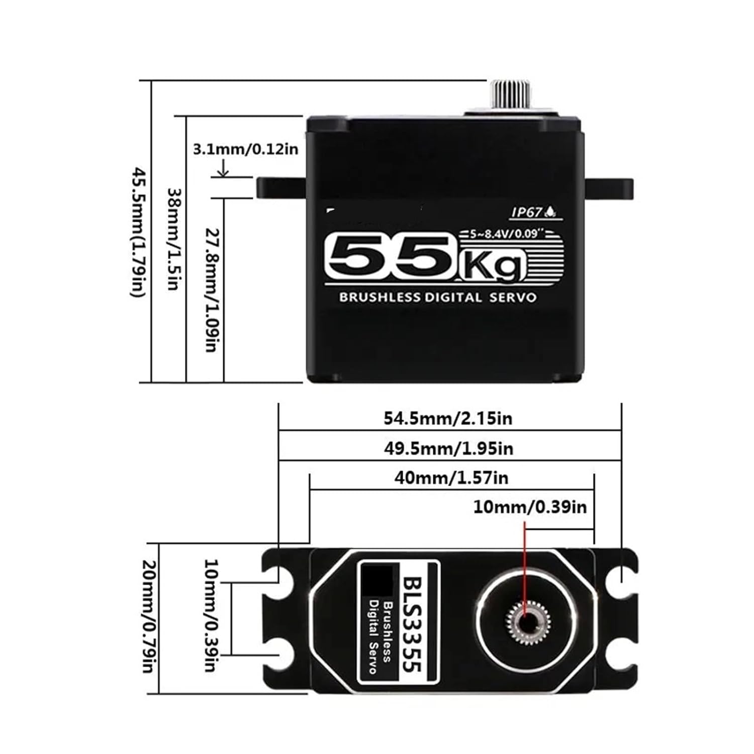 4X Brushless Servo 25Kg 35Kg 55Kg High Speed Full Metal Shell Digital Servo Servo For 1/8 1/10 Scale RC Cars(4xBLS3355-270 degree)