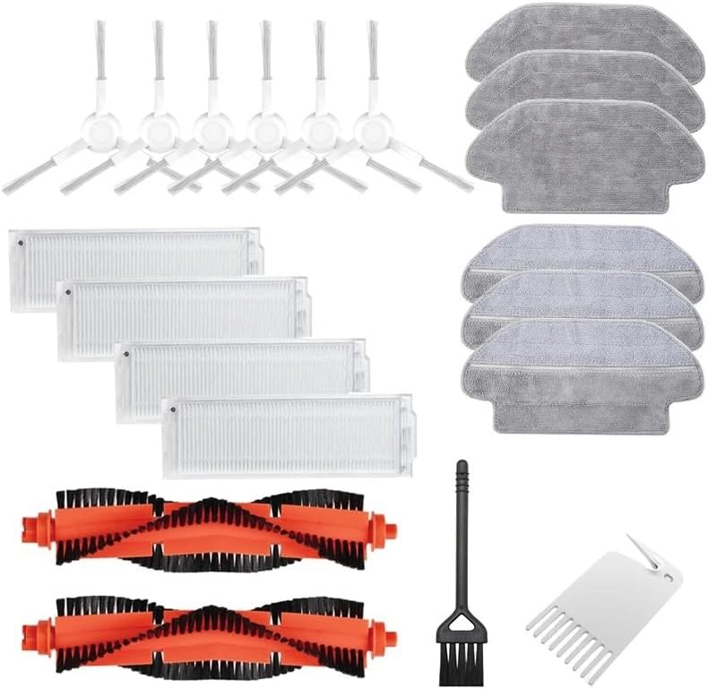 DADPKNKMED for Xiaomi SKV4110GL(White) Washable Main roll + Side Bruh + Air Filter + Mop Cloth Accessories Kits(Light Yellow)