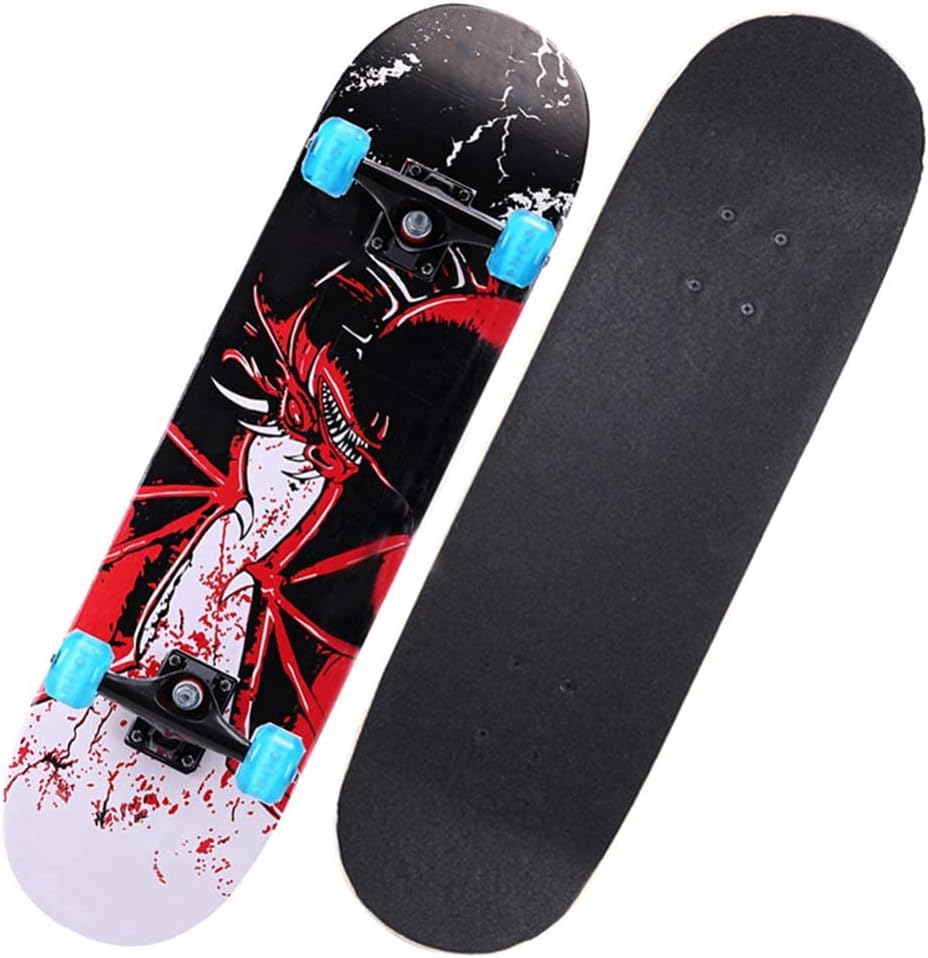 Skateboard 31 x 8 Inch Fun Printed Complete Skateboards 8 Layer Canadian Maple Wood Cruiser Skateboards for Beginners Kids Boys Girls Teens Adults