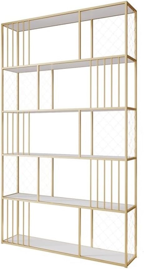 GKOKG Bookshelf Office Golden Iron Storage Rack Living Room Multi-Layer Display Cabinet Partition Simple Bookshelf Bookshelves and Bookcases(B:120CM*30CM*200CM)