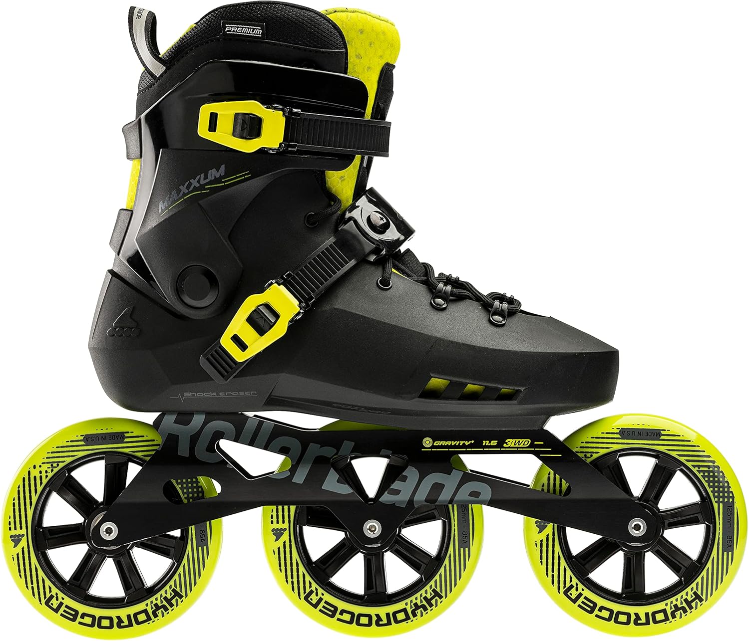 Rollerblade Maxxum 125 Unisex Adult Urban Inline Skate, Black and Lime, Performance Inline Skates