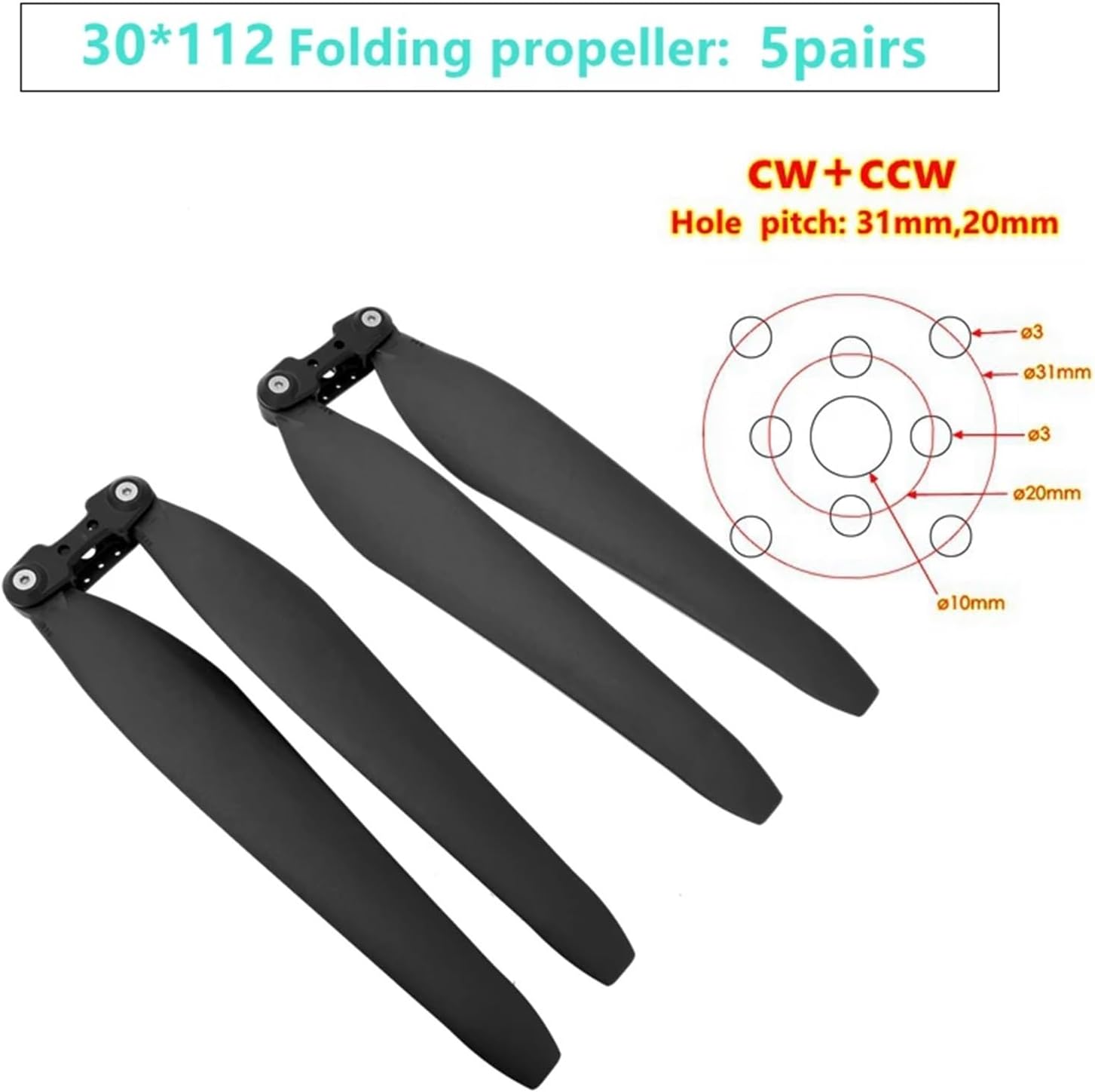 Compatible for 8318 8110 Motor, 30 Inch 30112 Folding Propeller CW CCW for Multi Copter Power System(NO.5 Detail List)