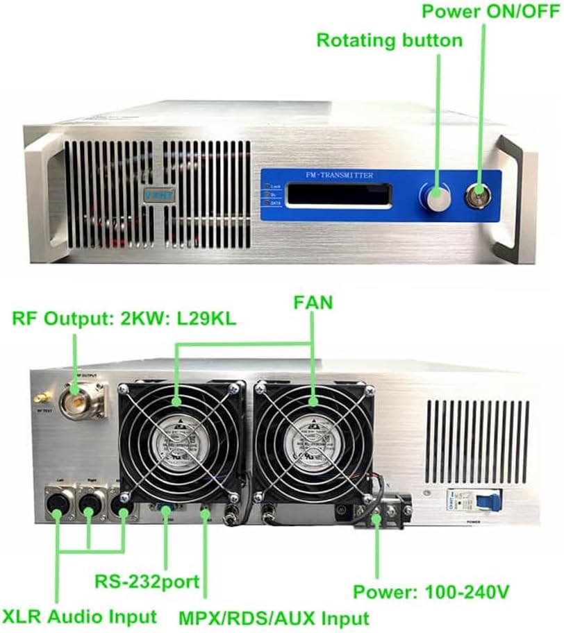 2000W FM Radio Broadcast Transmitter Long Range High Power Professional 2000watt FM Transmitter for Church Radio Station