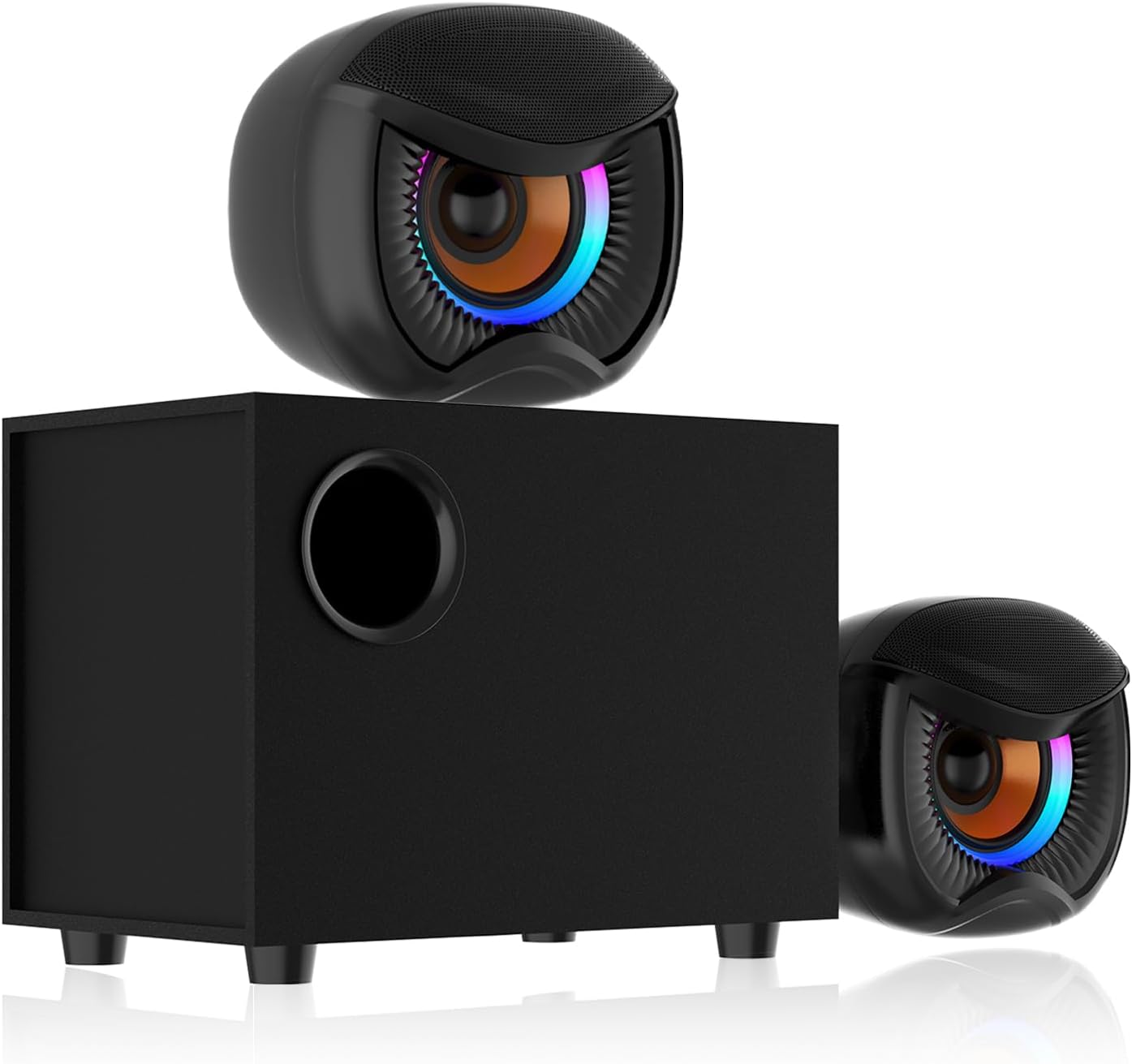 2.1 Channel Gaming Speaker System with RGB Lighting, Black Metal Mesh, Dual Satellite Speakers and Subwoofer, Theater-Grade Sound, 2024 Upgraded Version for PC, TV, Gaming