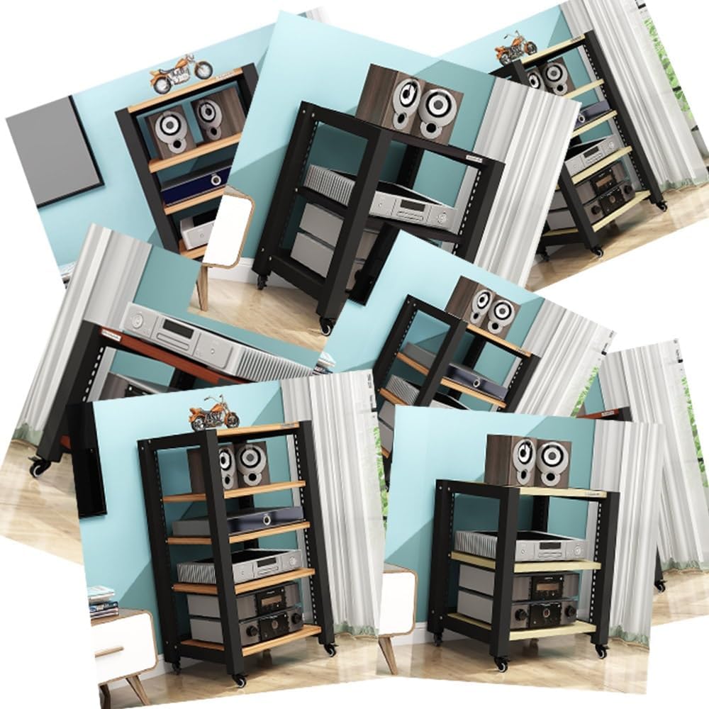 KGPGNYMYHA HiFi Racks 3 4 5 Tier AV Media Stand 40inch 100cm Stereo Rack Open Media Storage Cabinet Height Adjustable Corner Shelves Stereo Audio Rack Stand Tower(Natural