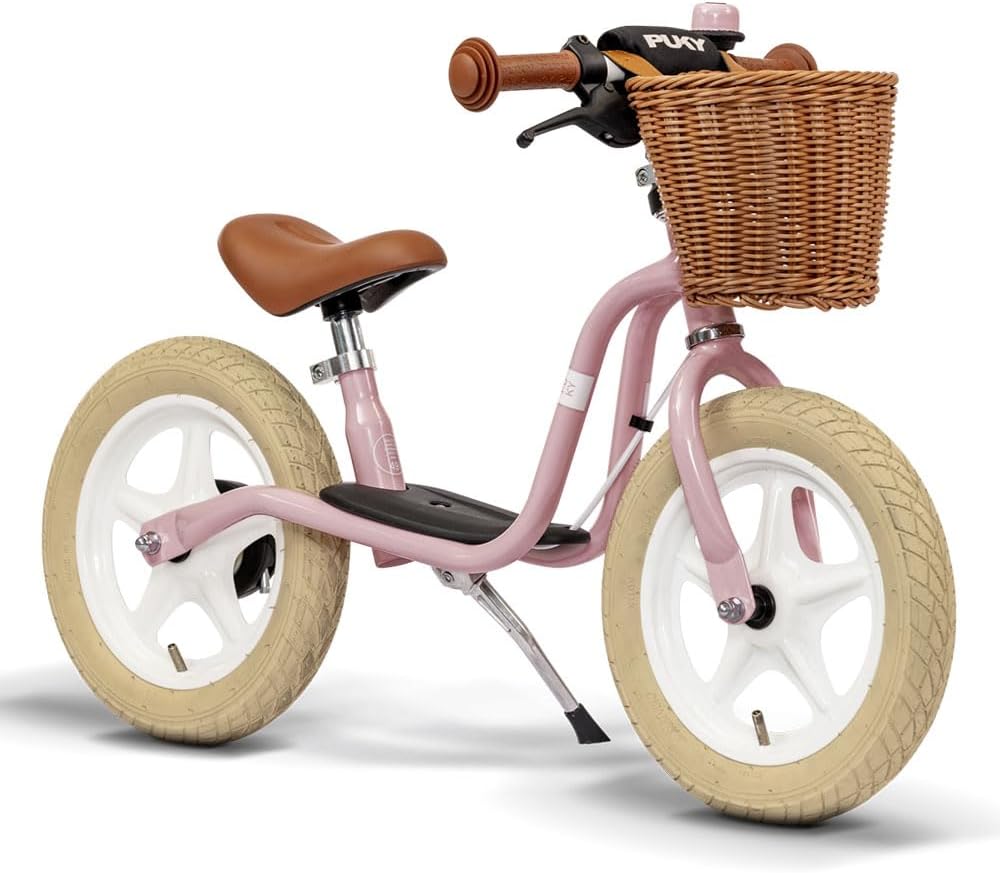 PUKY LR L Classic Retro Rose | Balance Bike 2 1/2 Years | Children's Balance Bike with Brake | Ergonomic Seat, Safety Handlebar Grips & Handlebar Pad | Height-Adjustable Saddle & Handlebar