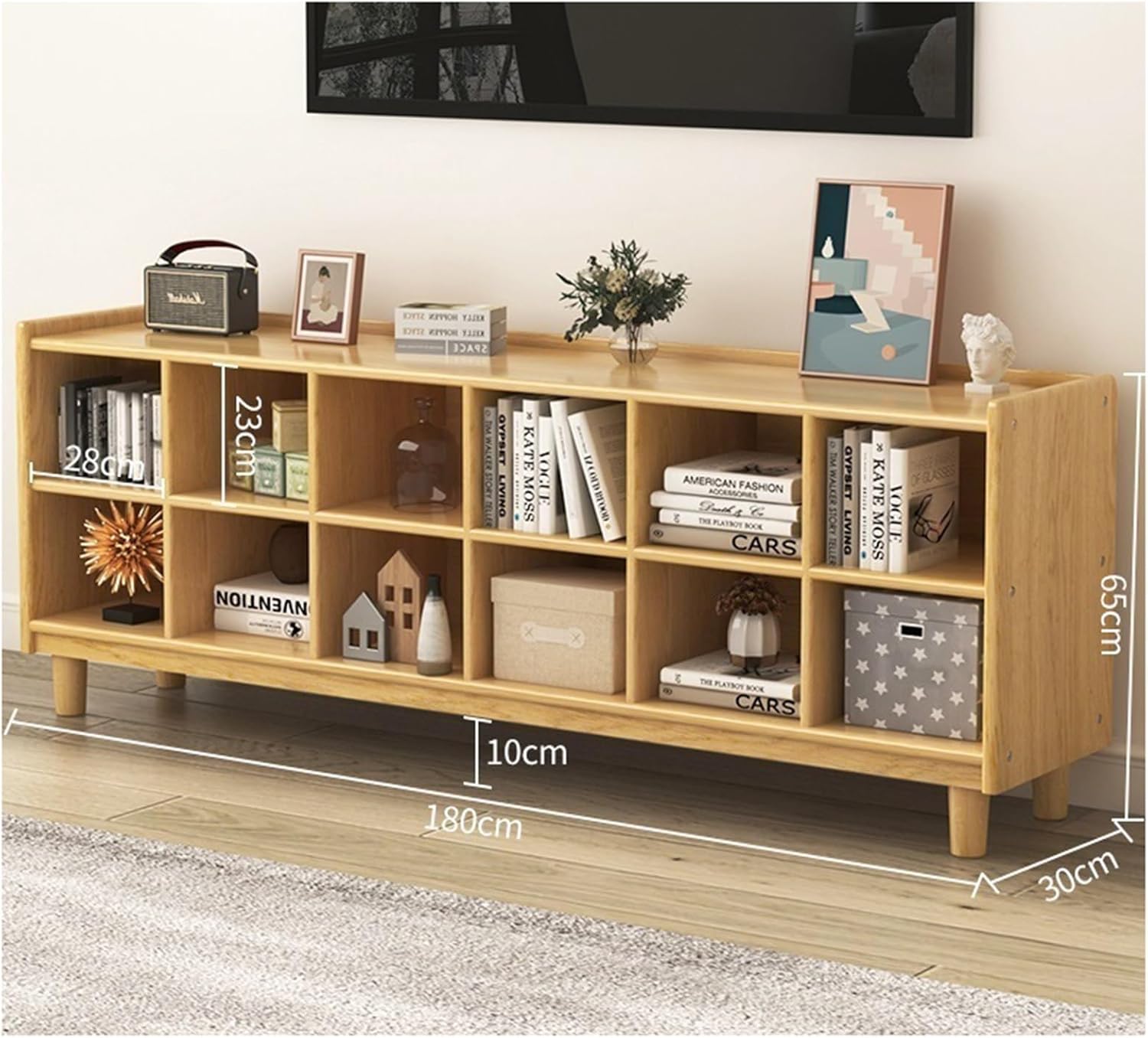 Solid Wood Bedroom Storage Shelf, Simple Bookcase Modern Freestanding Organizer Cabinet MINGPING (Color : 180x30x65cm)
