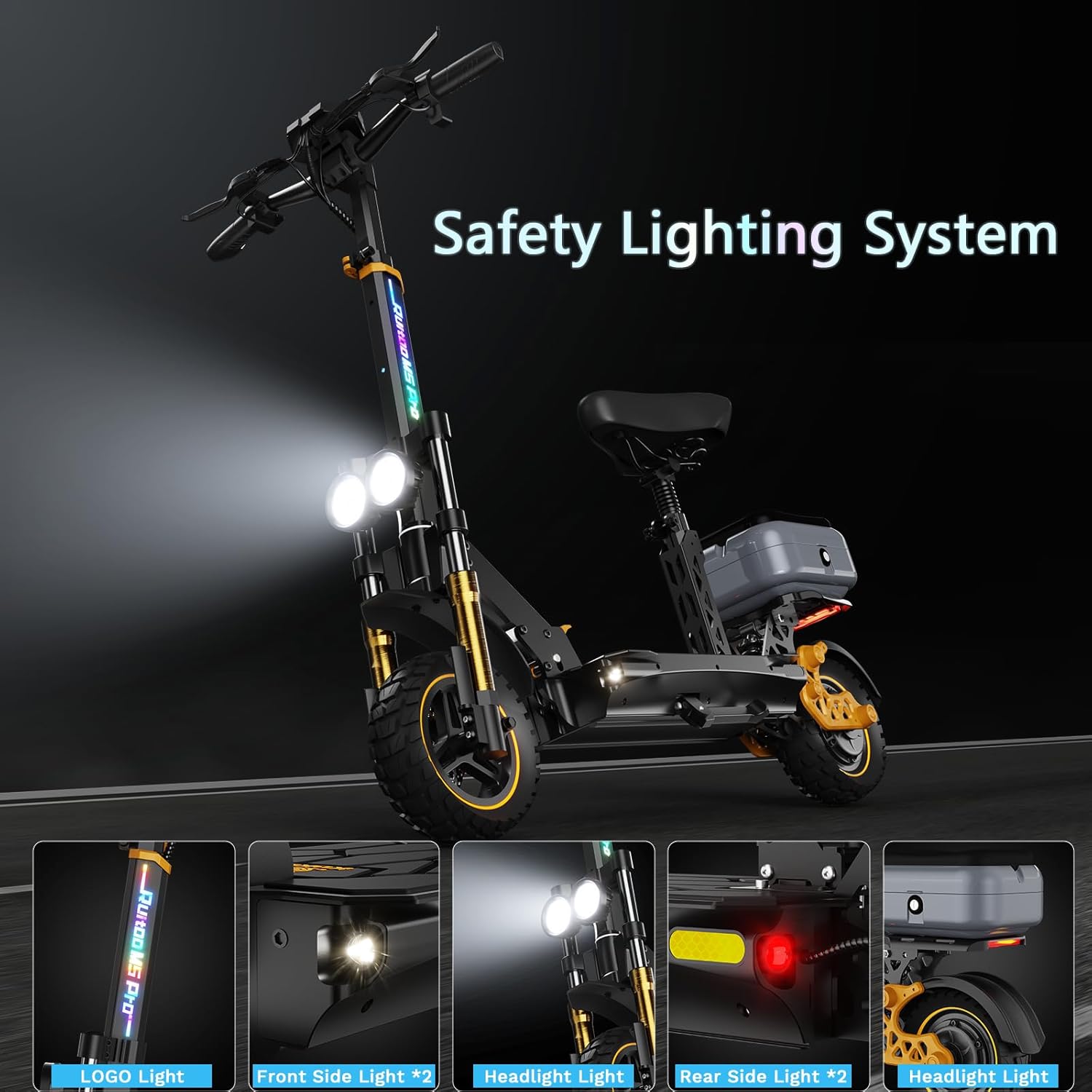 Electric Scooter, 1000/1600/3200/5600 W Motor, 28-39 Mph, 31-44 Miles Range, 15.6/18.2/20.8 AH Battery, Dual Suspension & Braking System Scooter for Adults with Seat & Storage Box