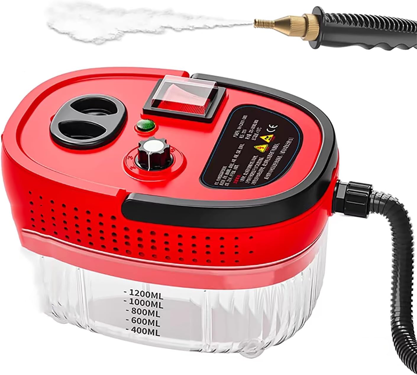 Steam Cleaner with Attachments, Powerful Pressurized Multipurpose Steamer for Cleaning, for Home Floor Cleaning, Grout, Wallpaper Removal, Upholstery(Red)