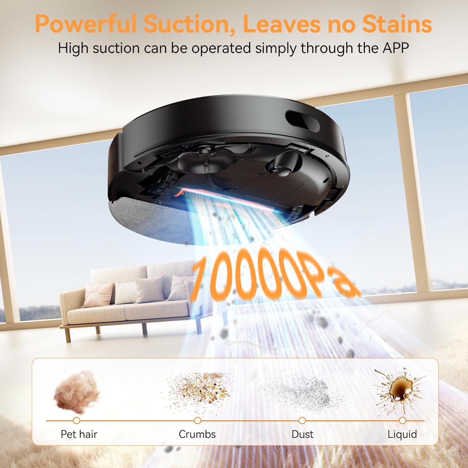 ZCWA D15S MAX Robot Vacuum and Mop Combo, 10000Pa Suction Robot Vacuum, Self-Emptying, Lidar Navigation Robot Vacuum Cleaner, 3200mAh/Automatic Recharging, 3.5L Dust Bin, App Control, Wi-Fi Connected