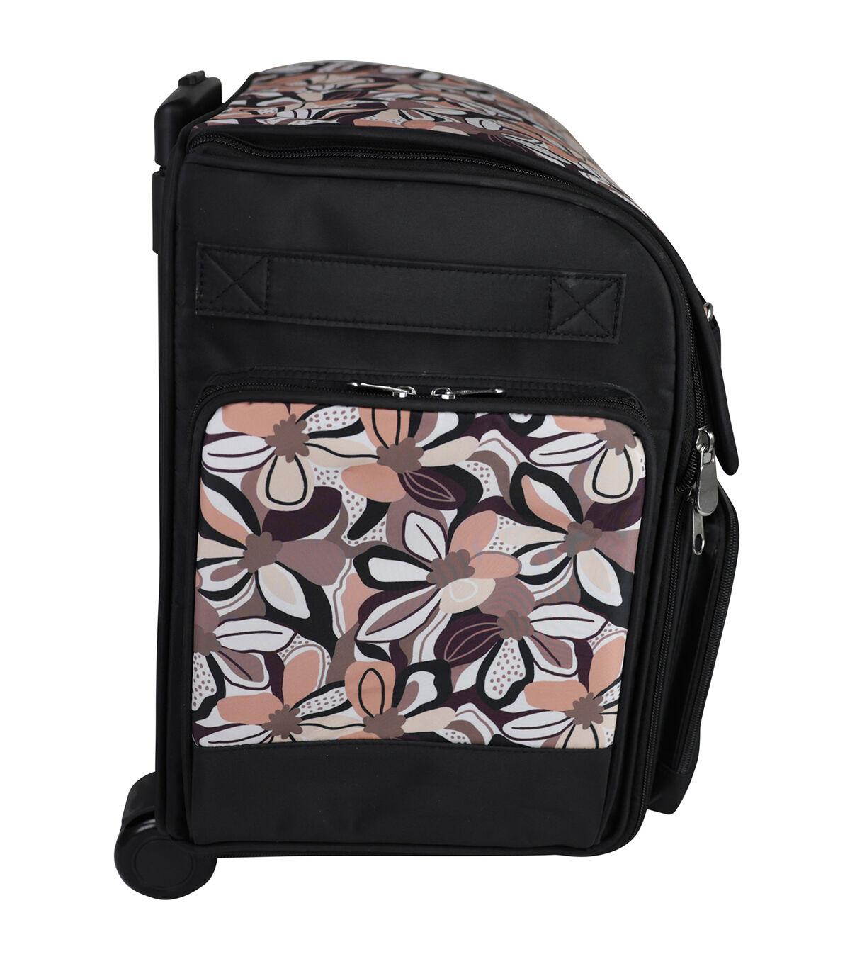 Everything Mary 18 Brown Floral Collapsible Rolling Craft Bag