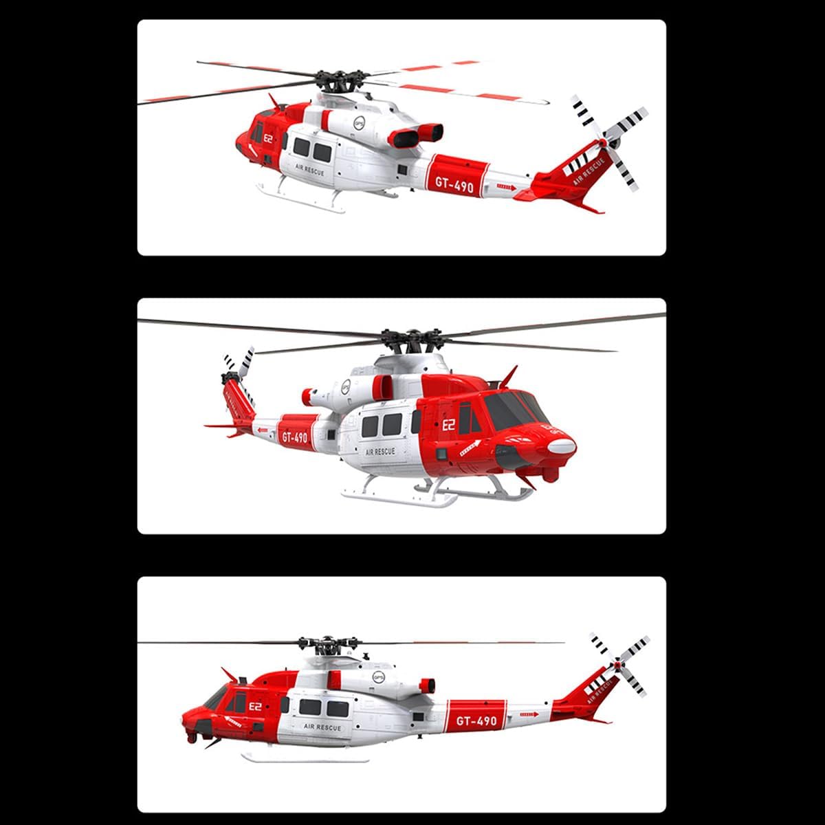 GS E2 UH-1Y RC Helicopter with GPS Lidar Positioning, 2.4G 6CH Dual Brushless Direct Drive Aerobatic Remote Control Helicopter Model, Rescue Livery RC Aircraft Toy Gift -RTF