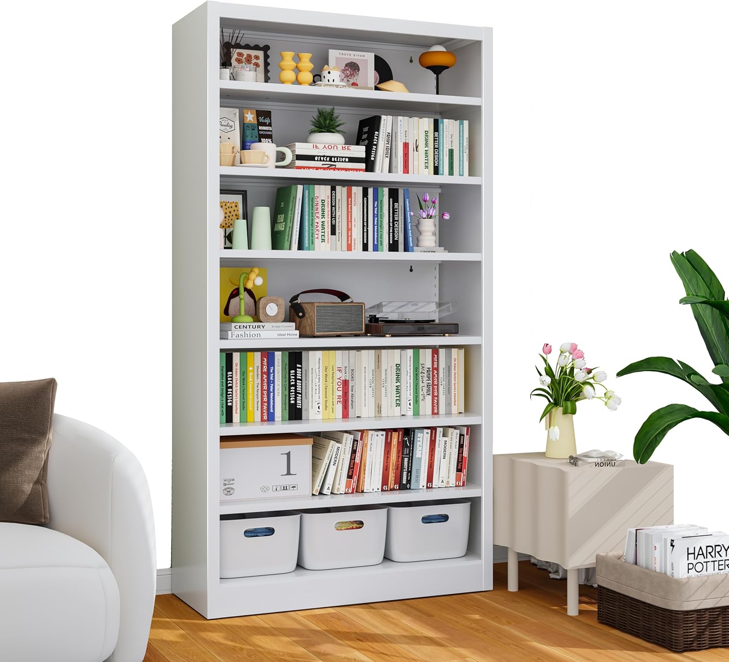 Book Shelf, 7 Tier Metal Bookshelf, 55