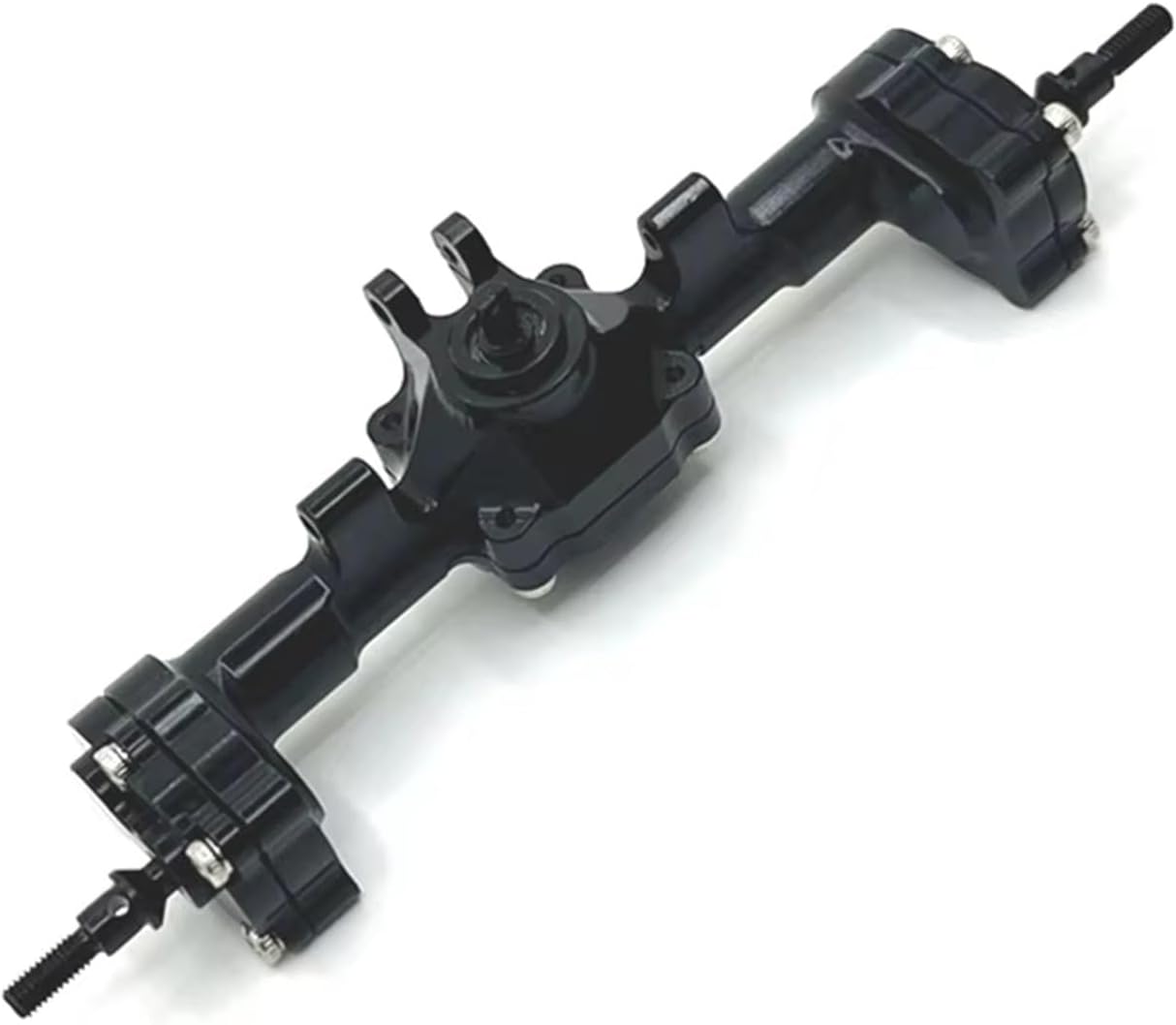 RC Front Rear Drive Axle Compatible with FMS for FCX24 for Xiaoqi for Crusher 1/24 RC Car Parts Upgrade Metal Front Rear Portal Bridge Axle Differential Assembly(Black,Front and Rear)