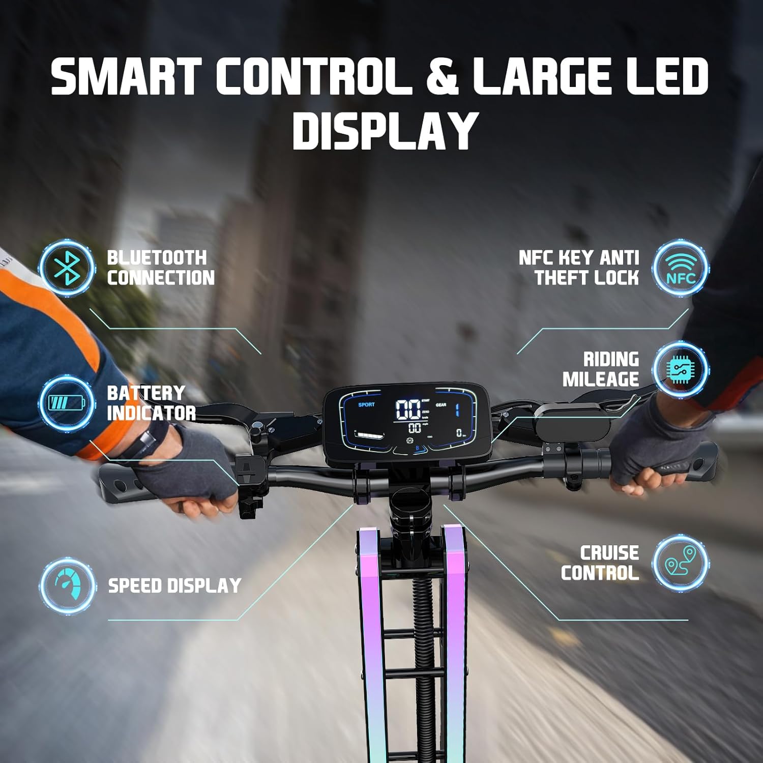 Electric Scooter Adults, Fast 34/45/55Mph E-Scooter for Adult and Teens, 40/55/70 Miles Long Rang, 10/11/12 Inch Off-Road Tires, Portable and Foldable Escooter Commuter