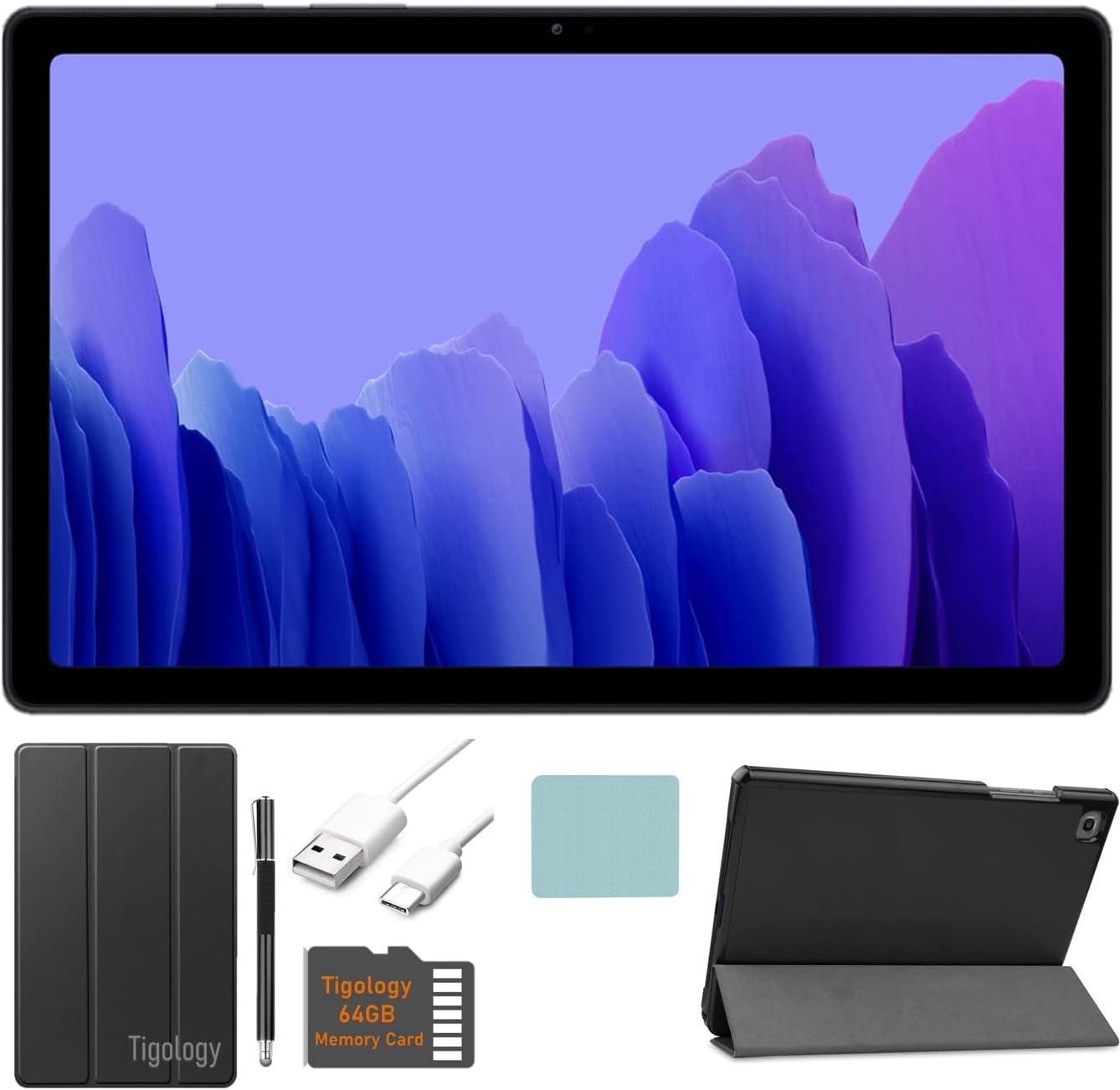 Samsung 2020 Galaxy Tab A7 10.4’’ (2000x1200) TFT Display Wi-Fi Tablet Bundle, Qualcomm Snapdragon 662, 3GB RAM, Bluetooth, Dolby Atmos Audio, Android 10 OS w/Tigology Accessories (64GB, Gray)