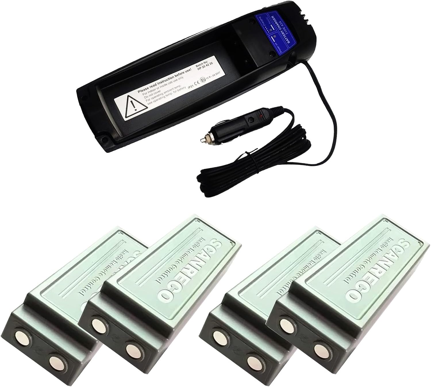 ◢(1-Pack) 24V Scanreco 434 Battery Charger for Scanreco 592 593 590 Battery,with (4-Pack) Scanreco 592 Battery
