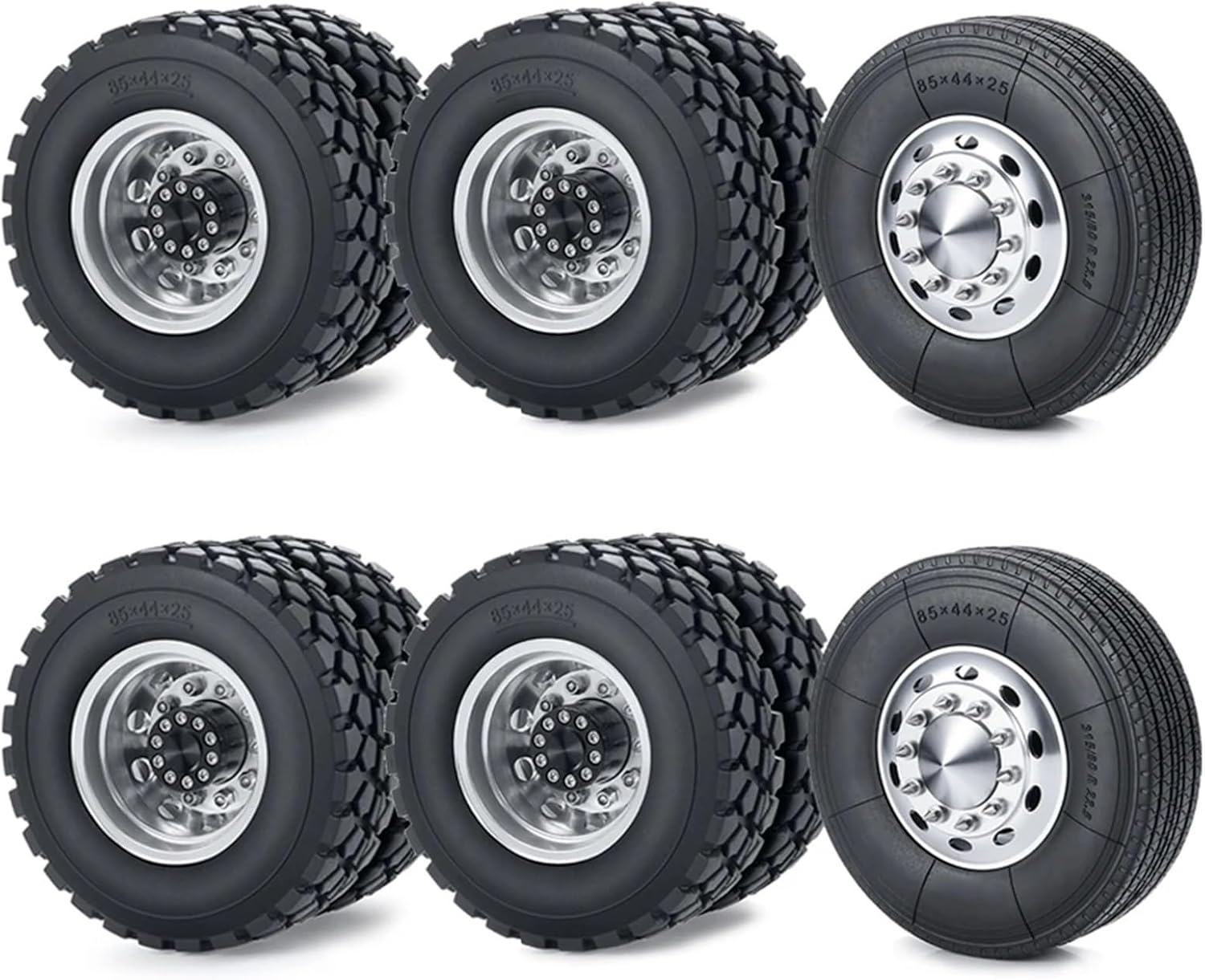 For Tamiya 1/14 Front Rear Wheel Tires 6x6 Complete Set RC Truck Tractor Trailer Cargo For Climbing Car Upgrade Parts Models