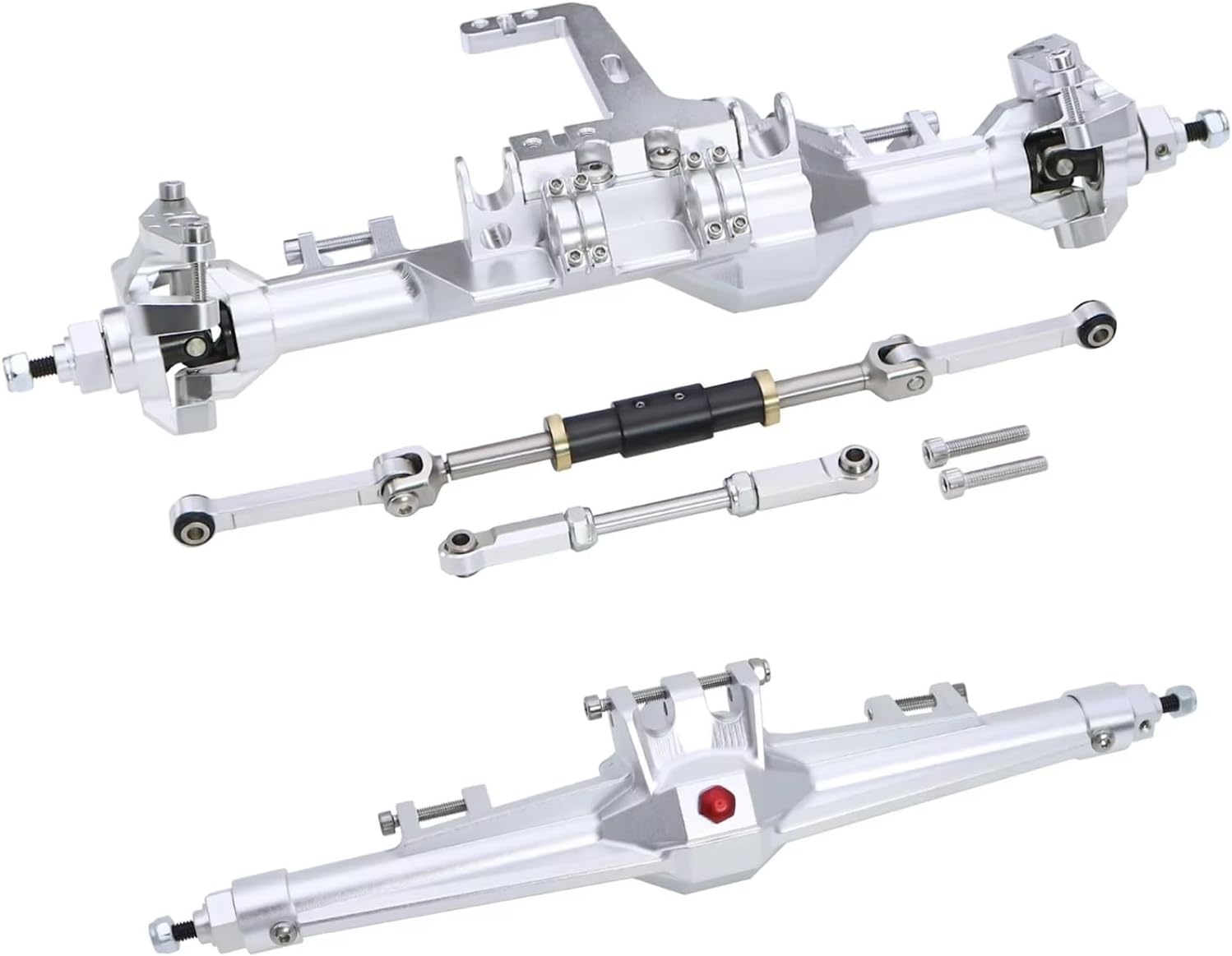 RC Axle Models For Vanquish H10 1/10 CNC Aluminum Front Rear Straight Axle Set Complete Axles Optic Upgrade Parts RC Crawler Car Accessory(Silver,1set)