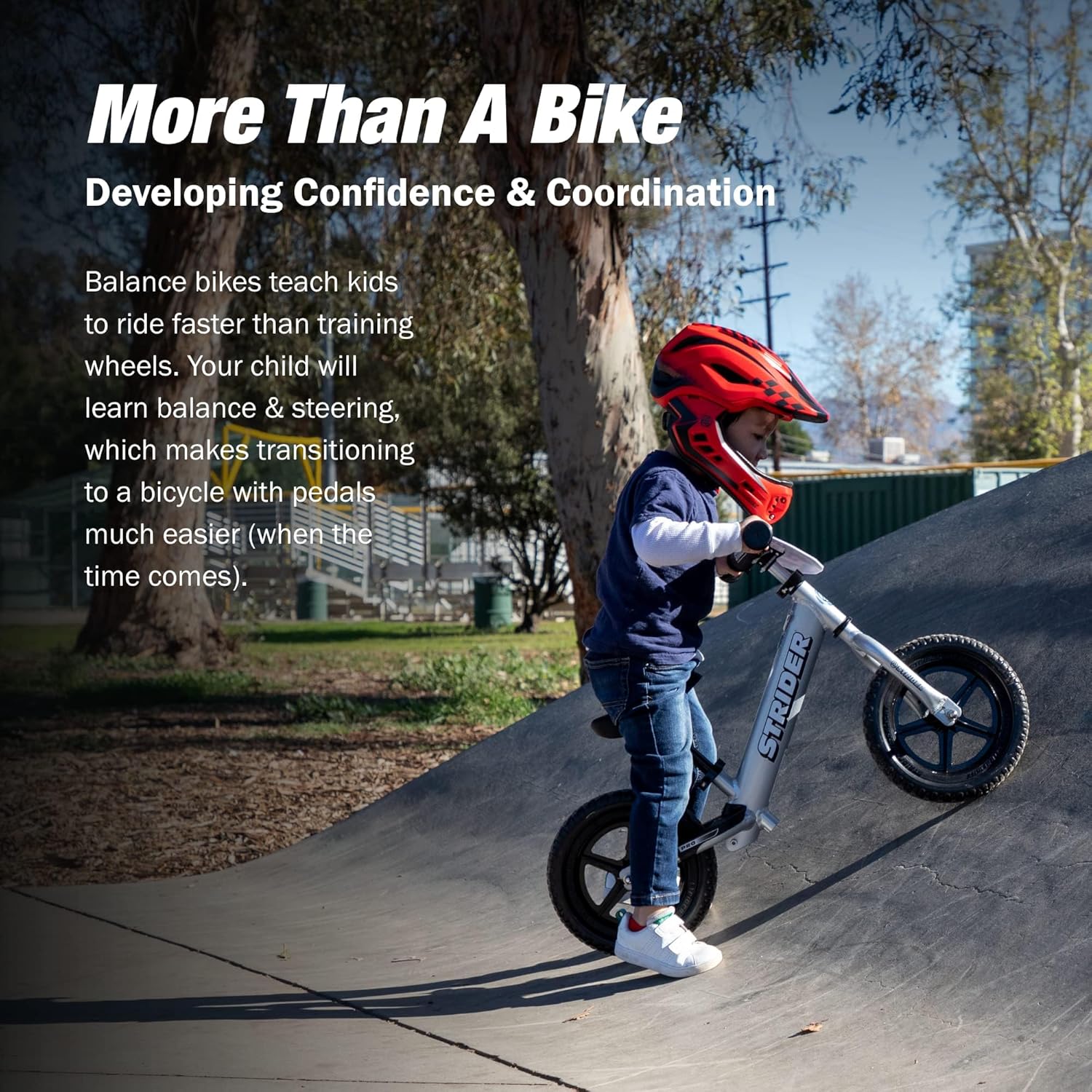 Strider 12” Pro Bike, No Pedal Balance Bicycle for Kids 1 to 4 Years - Includes Safety Pad, Padded Seat, Mini Grips & Flat-Free Tires - Tool Free