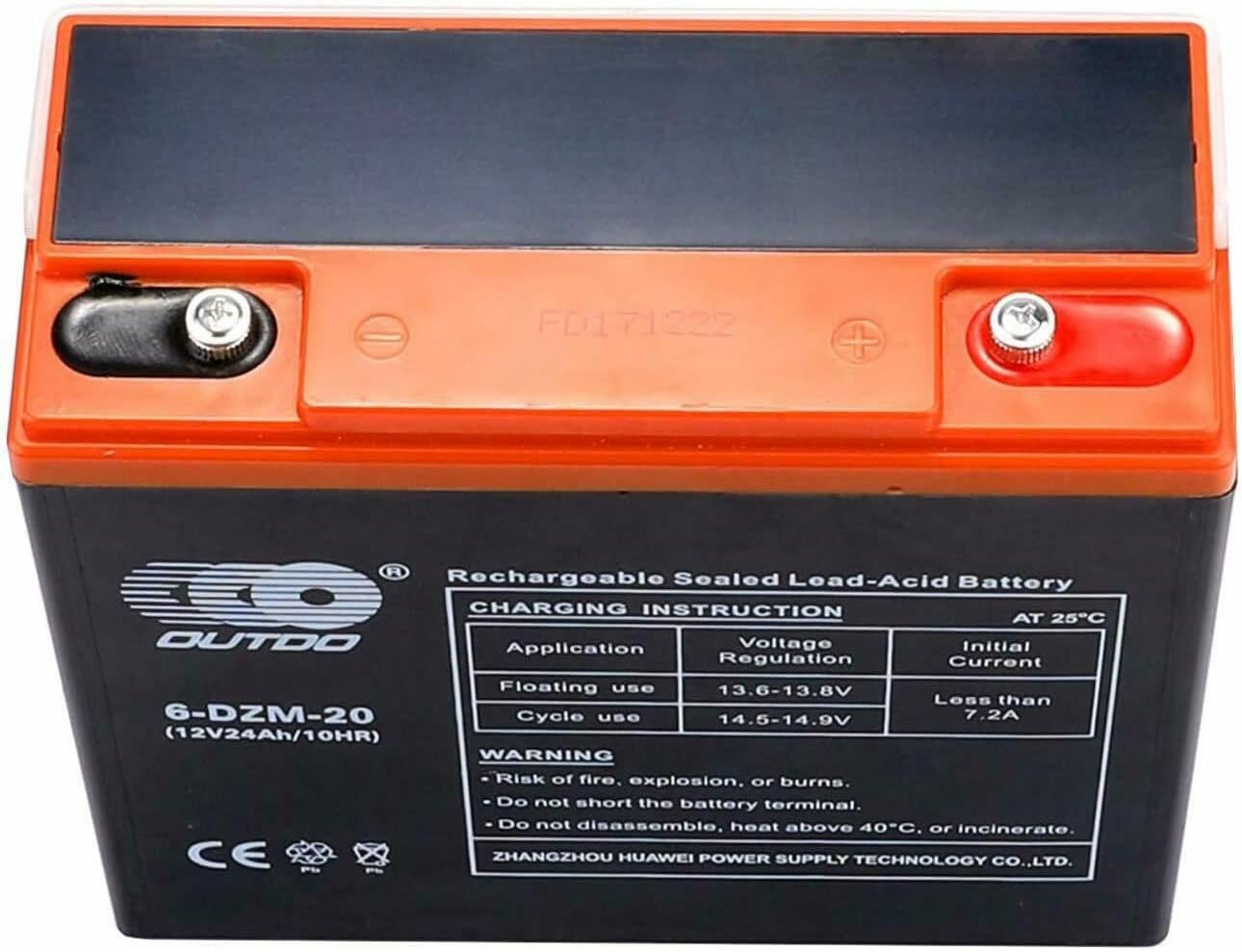 9 Pack 12V 24Ah Motorcycle Battery 6-DZM-20 Rechargeable Sealed Lead Acid Batteries for Scooter Razor E Bike Dirt Pit Bike Quad Go Kart ATV UTV Drift Trike Buggy Dune Golf Cart Atomik Thumpstar Taotao