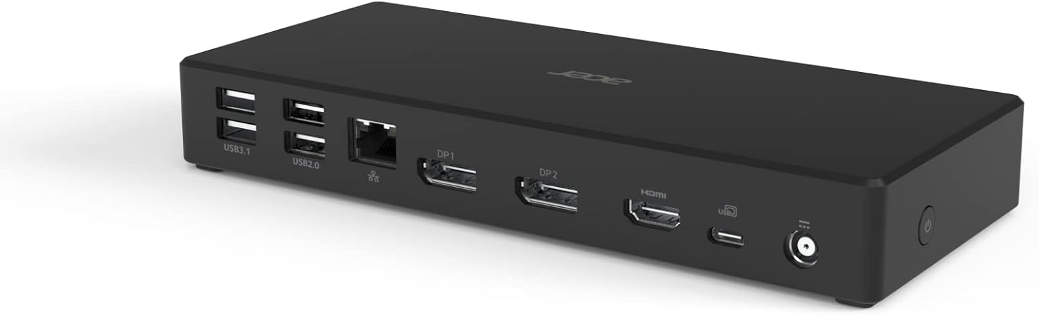 Acer USB Type-C Dock M501 | 1 x HDMI 2.0 Ports | 1 x Display Port 1.4 | 2 x USB 3.1 Gen 1 Ports | 2 x USB 2.0 Ports | Ethernet | Power Delivery – 85W | Requires One USB 3.1 Type-C on Computer
