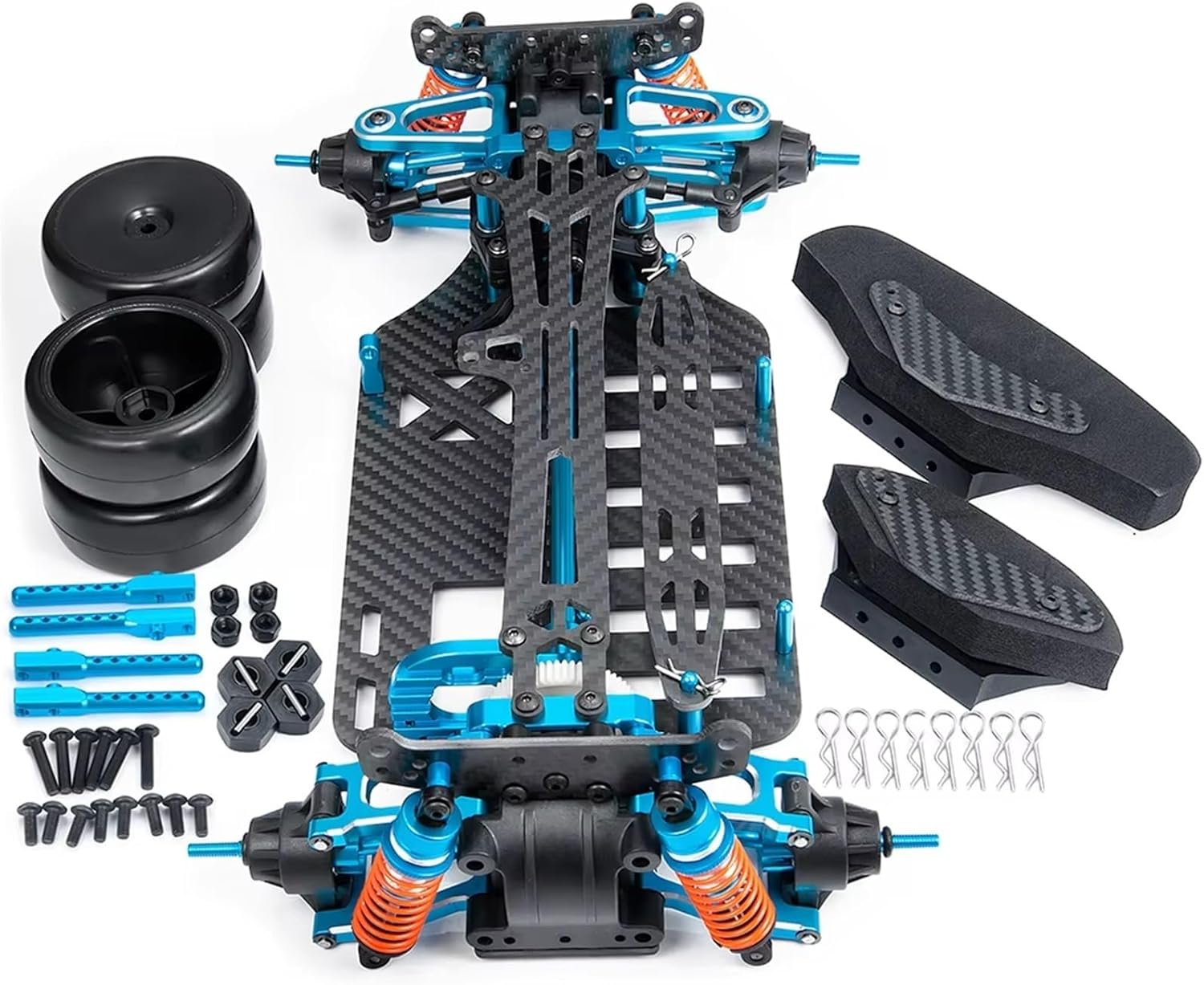 RC Car Accessories Compatible with Tamiya TT01 Metal Frame for Chassis with Shock Absorbers Wheels Belt Drive 1/10 RC Car Parts