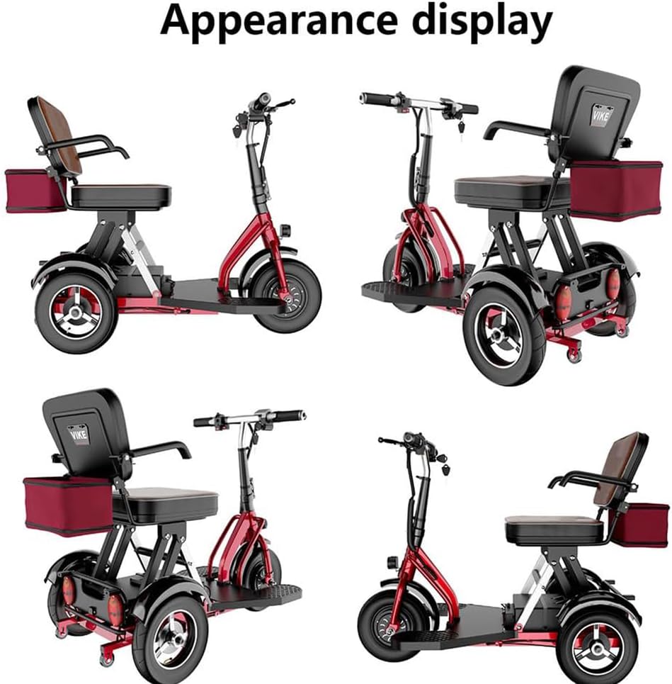 Luxury Electric Wheel Mobility Scooter Folding Mobility Scooter Lightweight Travel Mobility Scooter with Charger and Basket for Seniors Adults Handicapped Elderly Run Forward,12AH
