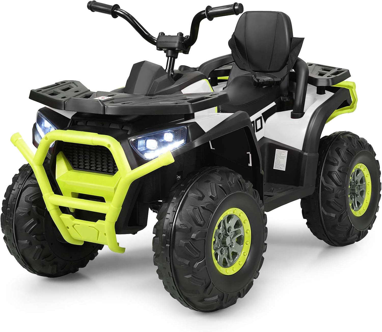 Costzon Kids ATV, 12V Battery Powered Electric Vehicle w/Safety Belt, LED Light, Music, Horn, 2 Speeds, USB/ MP3/TF, Treaded Tires, Ride on Car 4 Wheeler Quad for Boy & Girl Gift, Ride on ATV, Green
