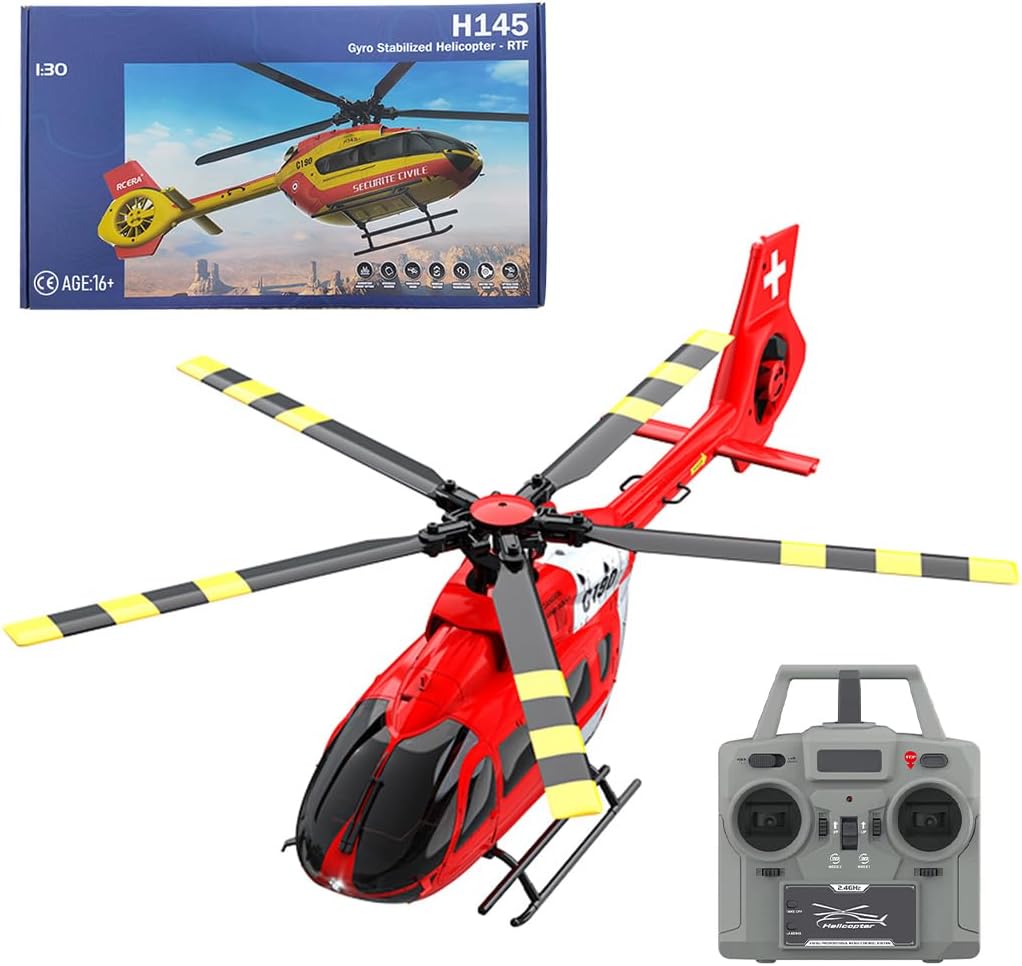 H-145 Remote Control Helicopter, 1/30 C190 RC Helicopter 2.4G 6CH RC Aircraft for Adults, Stunt RC Airplane Model Aileronless, Single-Rotor Gyro RC Flying Machine Outdoor -RTF