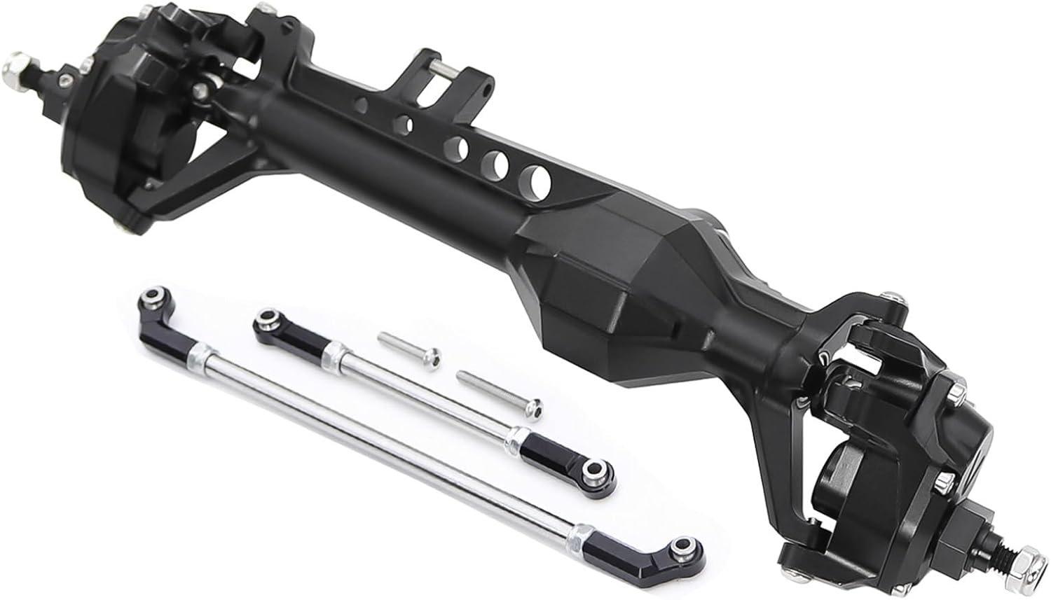 RC Car Parts for Vanquish 1/10 for VS4-10 for Phoenix F10 Metal Front Rear Portal Axle Complete Set Replacement RC Crawler for LCG Chassis DIY Upgrade Parts(Black,Front)