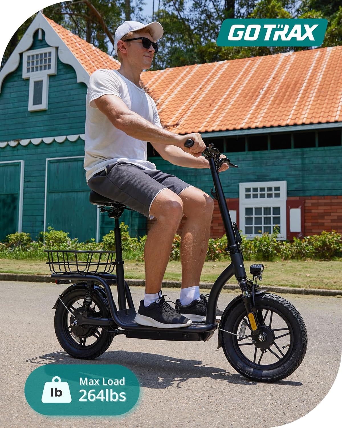 Gotrax Adult Electric Scooter with Seat, Max 19-25miles Range, 15.5-20mph Power by 350W-500W Motor, All-Terrain Tire & Wider Deck & Soft Cushioning Seat with Carry Basket