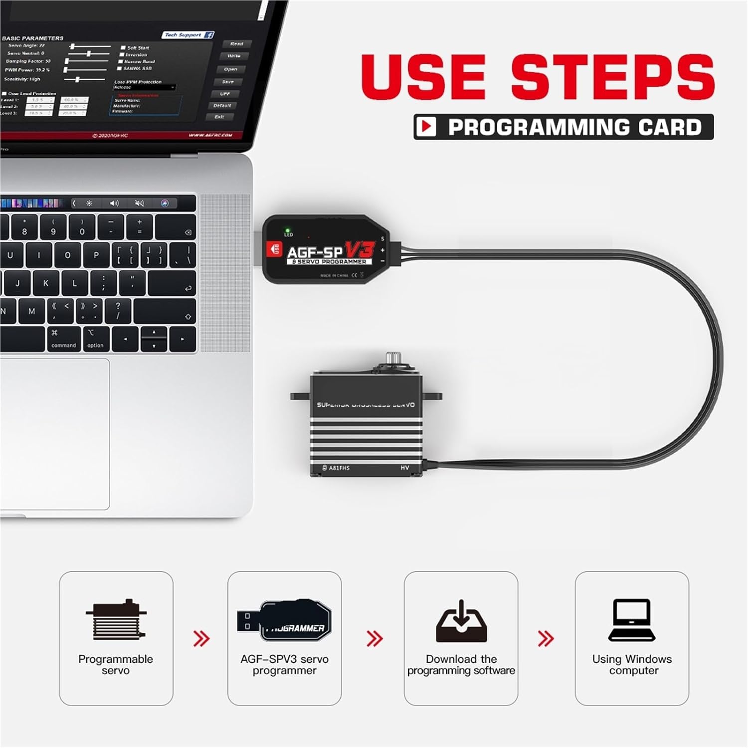 Programmable Servo A81FHS 68KG Monster Torque Digital Brushless RC Servo 1Pcs(A81FHS 68kg Set1)