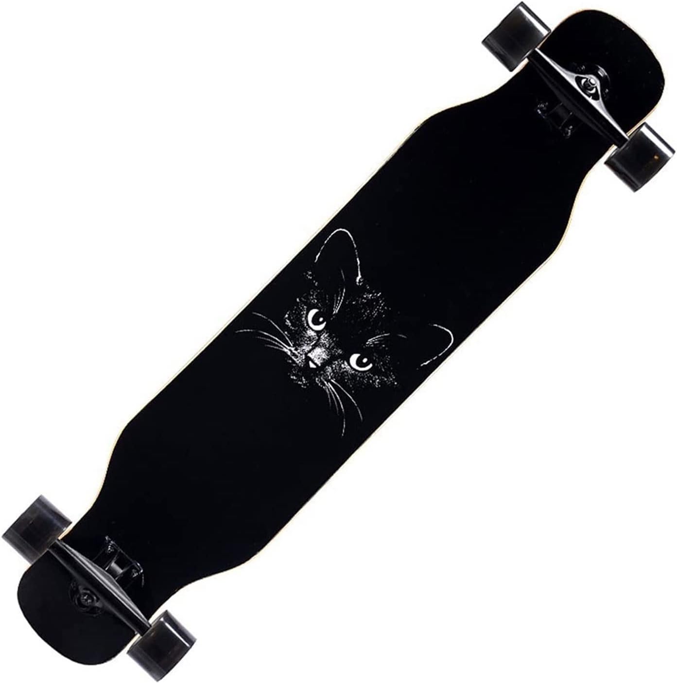 Skateboard 42 Inch Longboard Deck-Mounted Snowboard Freestyle Longboard Skateboard Suitable for Skateboarders(Black Cat)