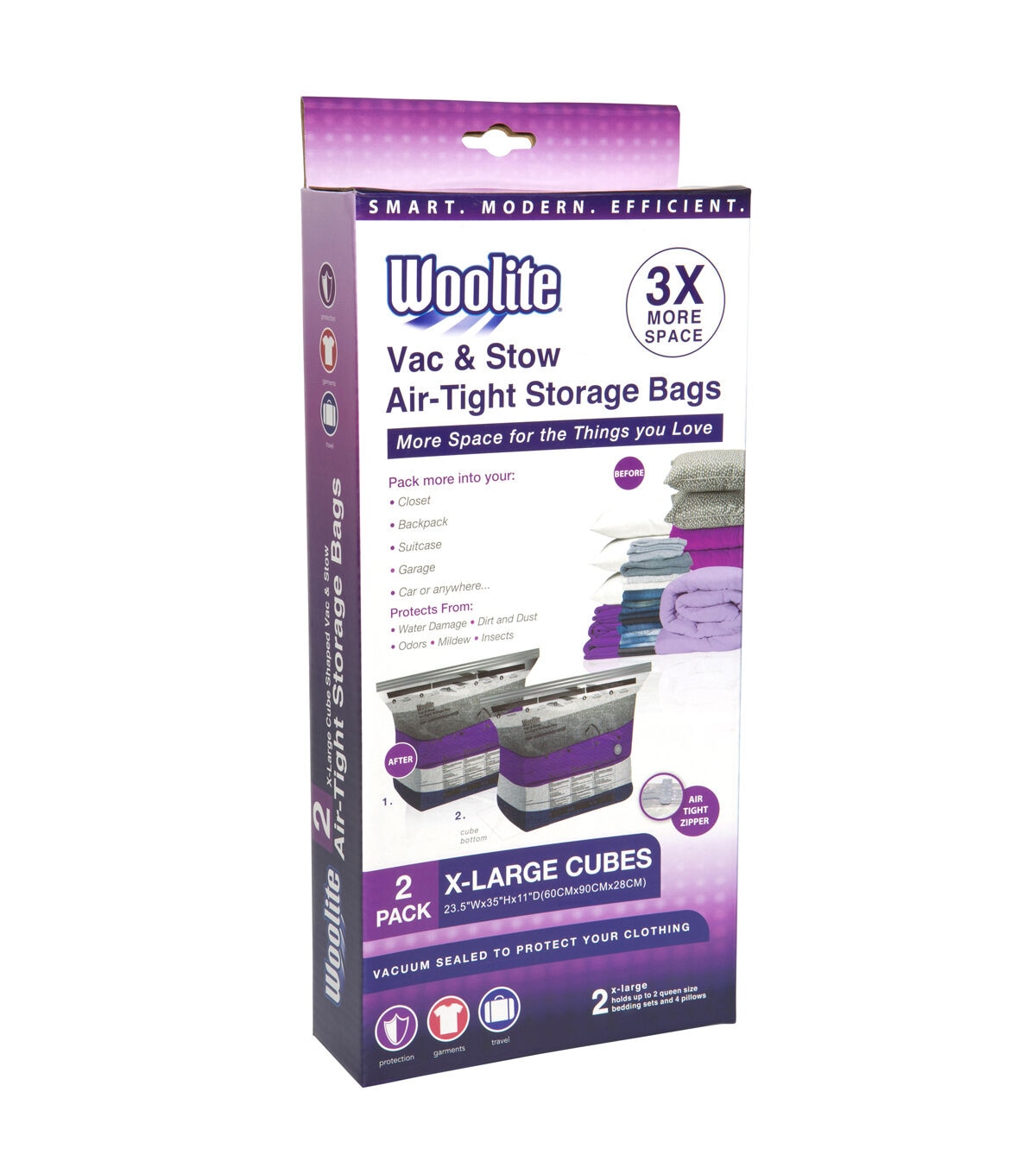 Woolite 23.5 x 35 Air Tight Cube Vacuum Storage Bags 2pk