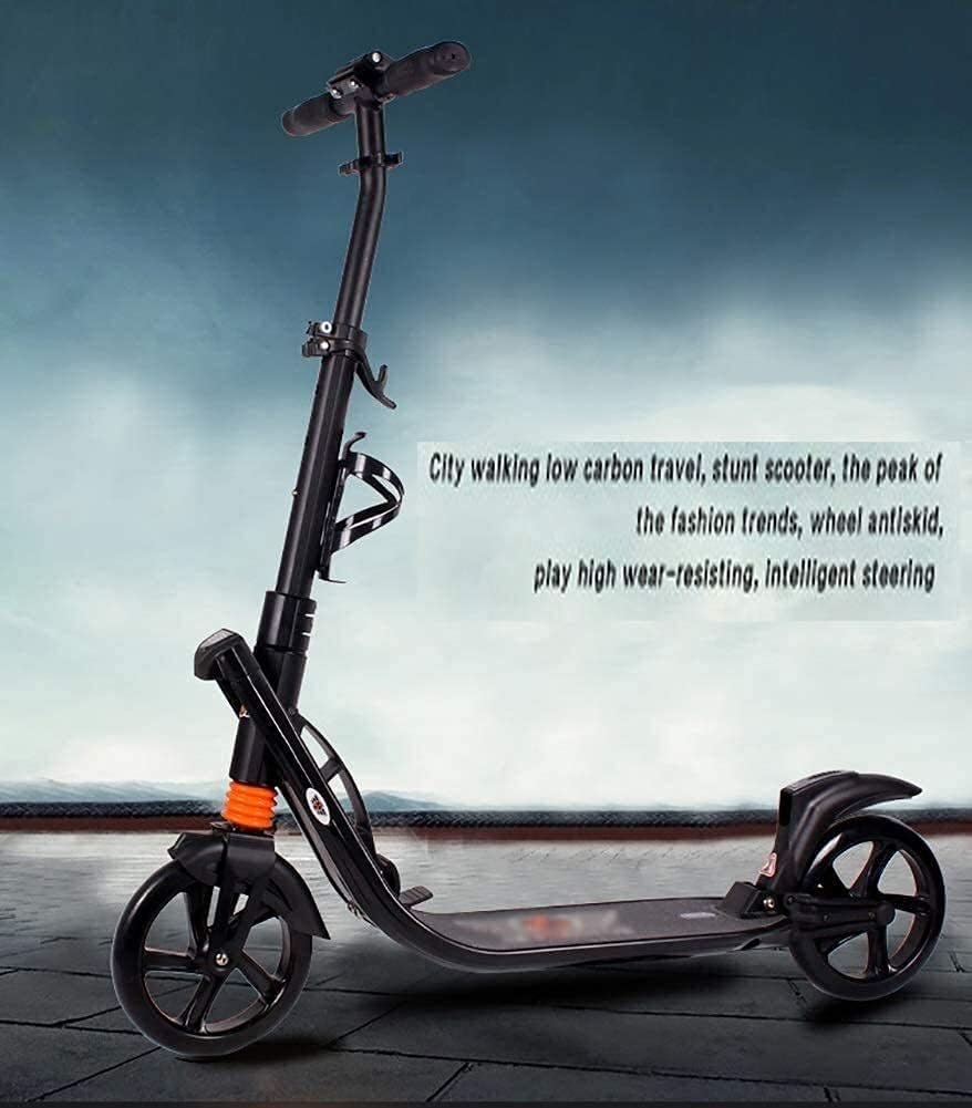 Scooters Kick Scooter for Adults Kids Foldable Unisex Adult Kick Scooters with Water Cup Holder Portable Commuter Scooters with Big Wheels Birthday Gifts for Women/Men/Teens/Kids Non-Electric