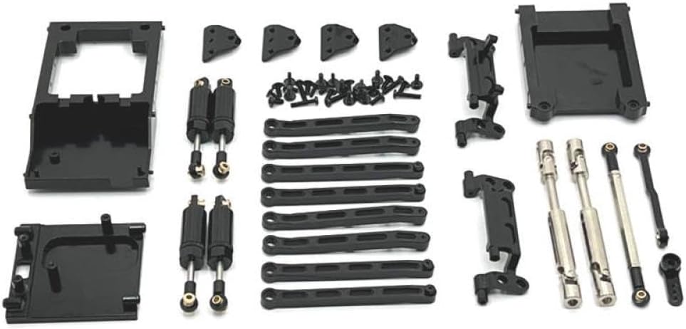 MN168 MN78 Link Rod Pull Rod Mount Oil Shock Absorber Drive Shaft Beam Upgrade Parts Compatible with 1 12 Scale RC Car Metal Chassis Accessories Compatible with Various Models(Black)