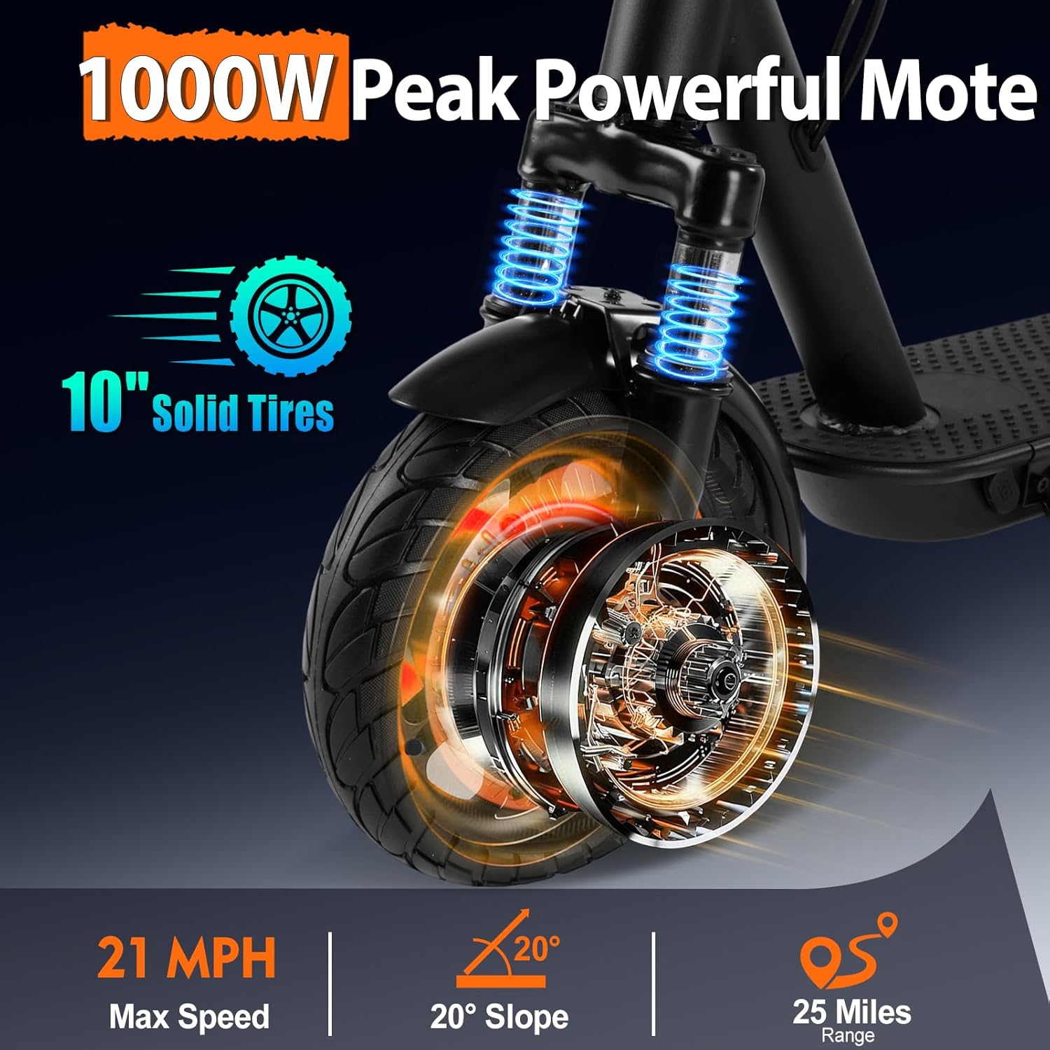 1000W Foldable Electric Scooter for Adults Teens | 10