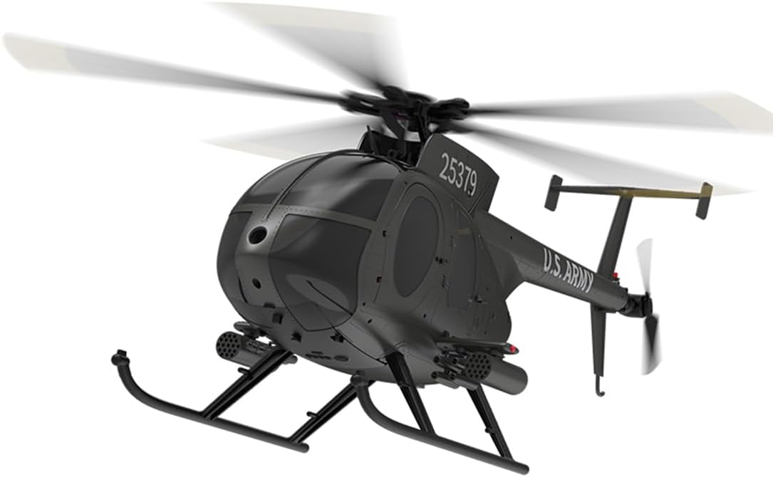 YU Xiang F119S MD500 RC Helicopter, 1/16 Scale 250-Class 2.4G 9CH RC Little Bird Helicopter with Flybarless Rotor Head, 6G/3D Switchable Modes and Openable Cockpit (Three Batteries(Black))